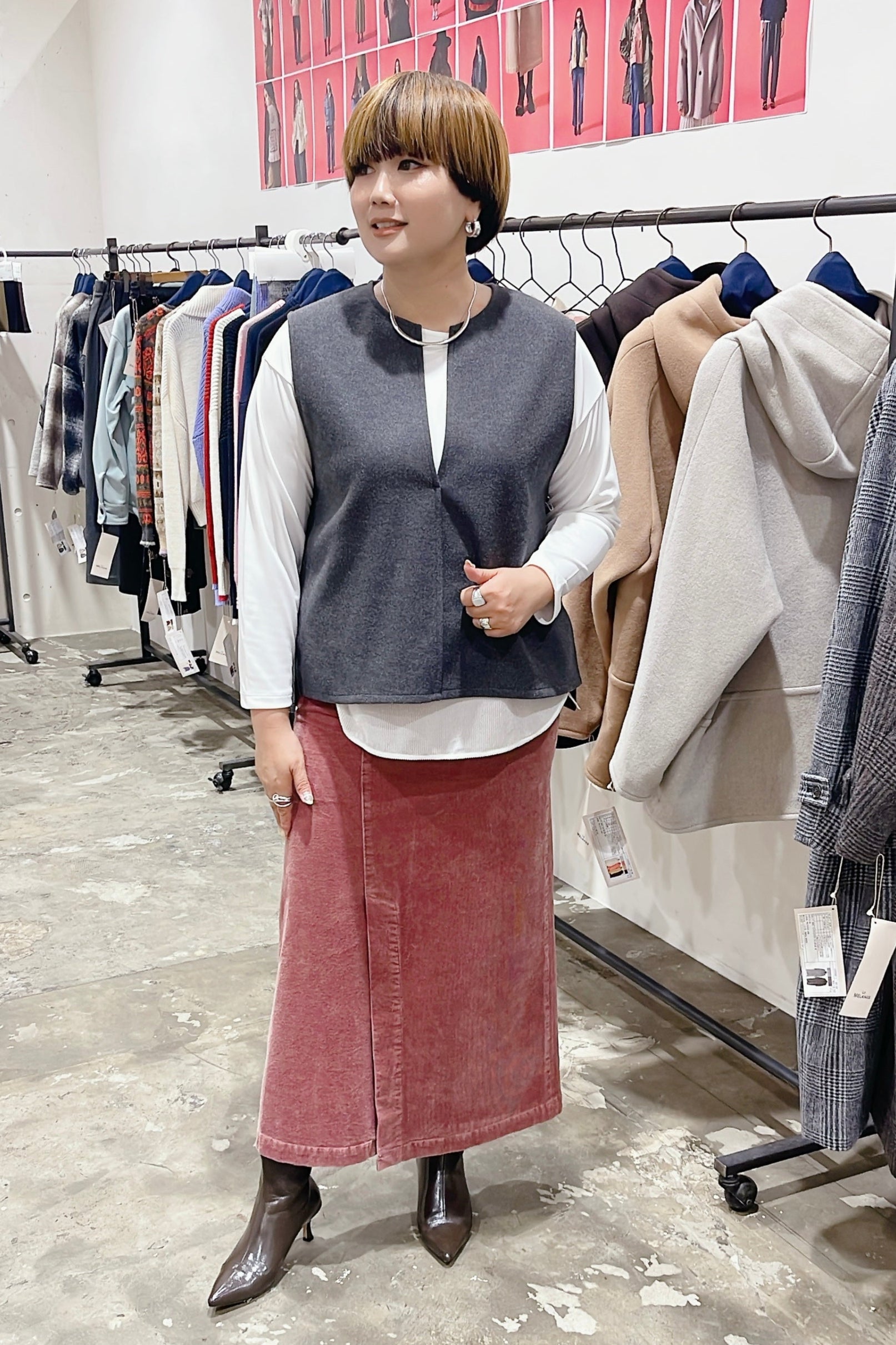 【LE MÉLANGE】ドライタッチ裾ドッキングT/8551004