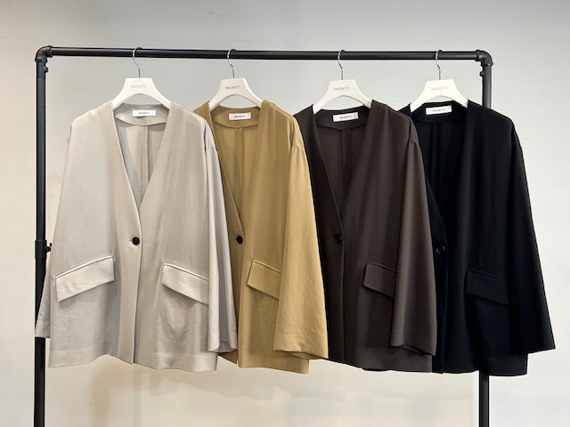 【PRIORITY】ジョーゼットノーカラージャケット/P61002IT