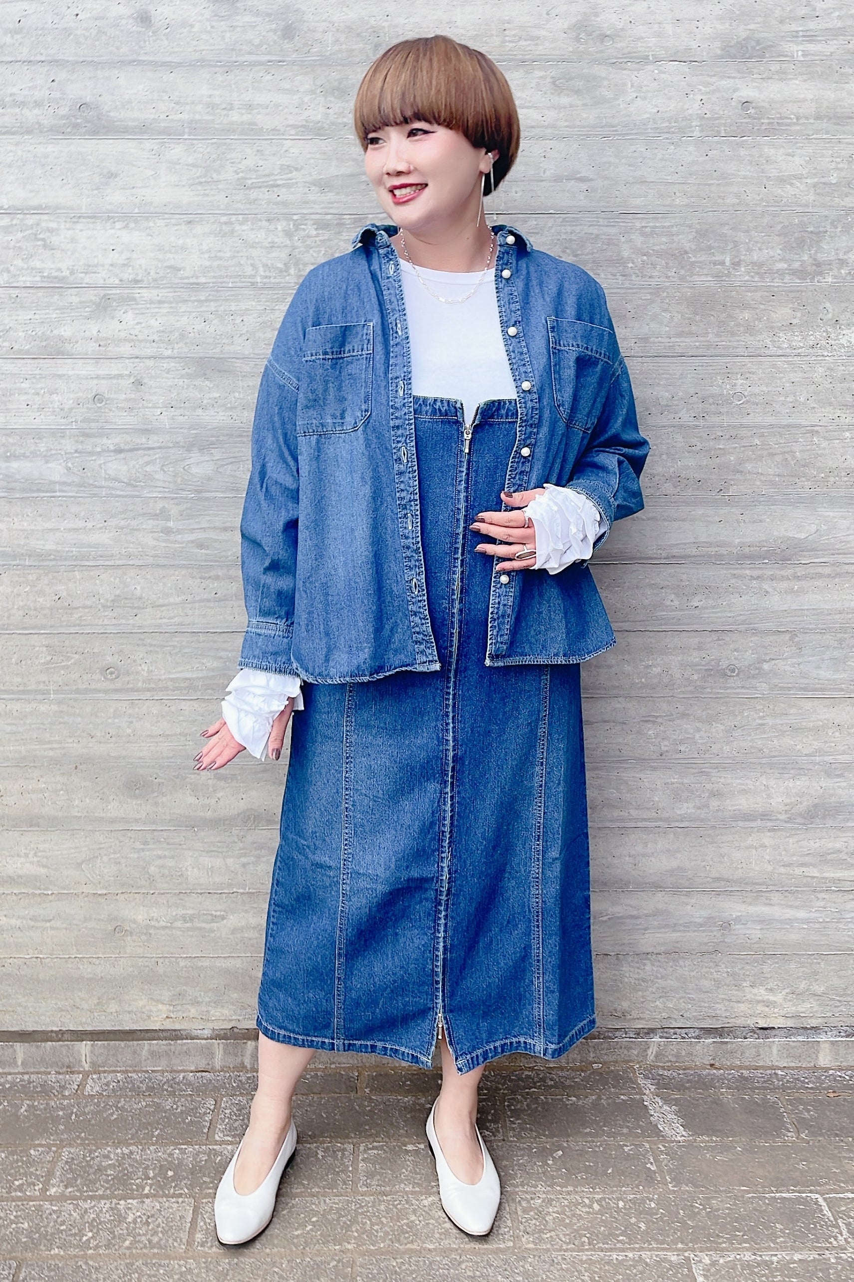 【QTUME】8.0ONZフロントジップキャミドレス/612-21002