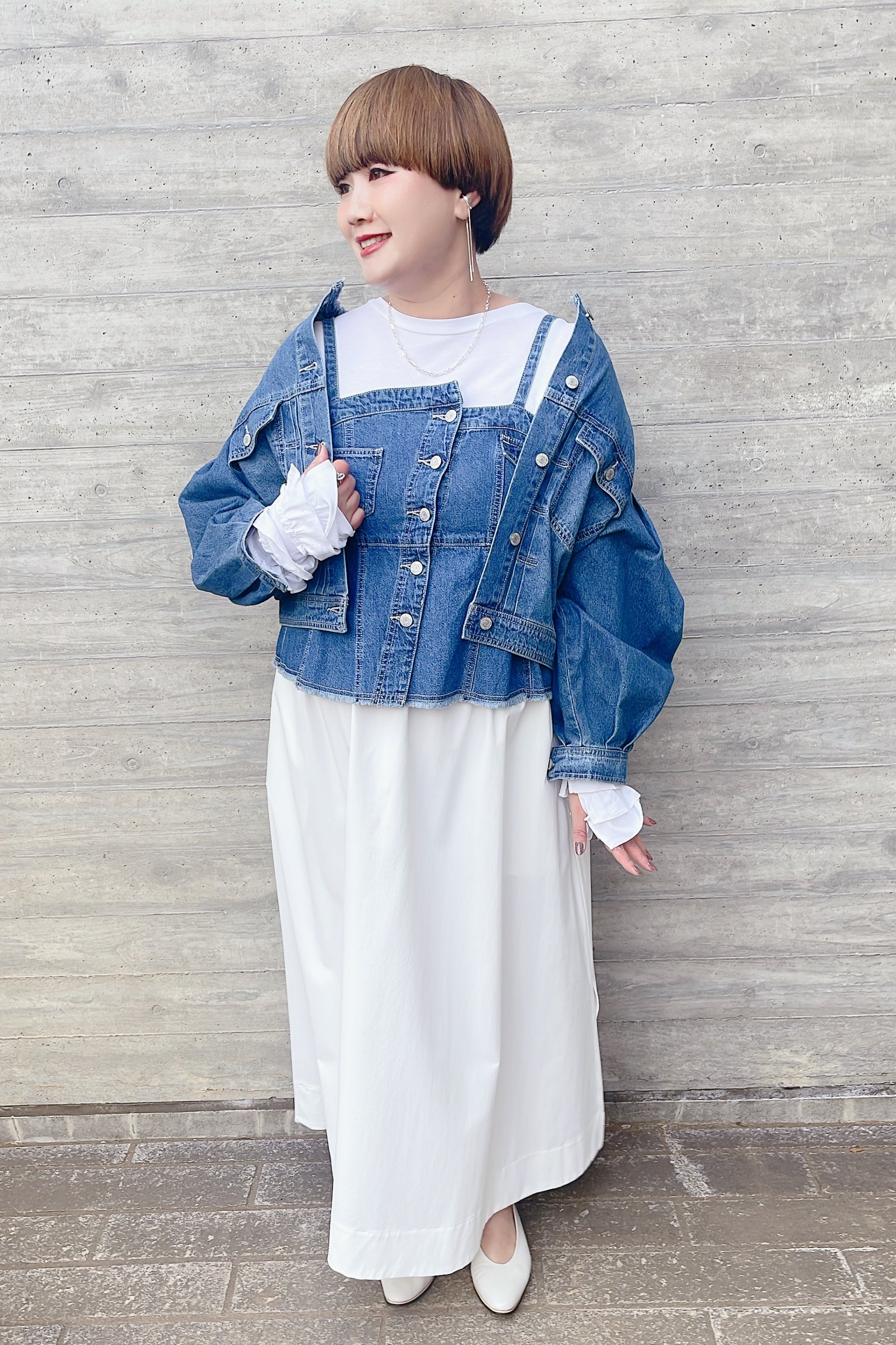 【QTUME】8.0ONZデニムアシンメトリーキャミ/612-25002