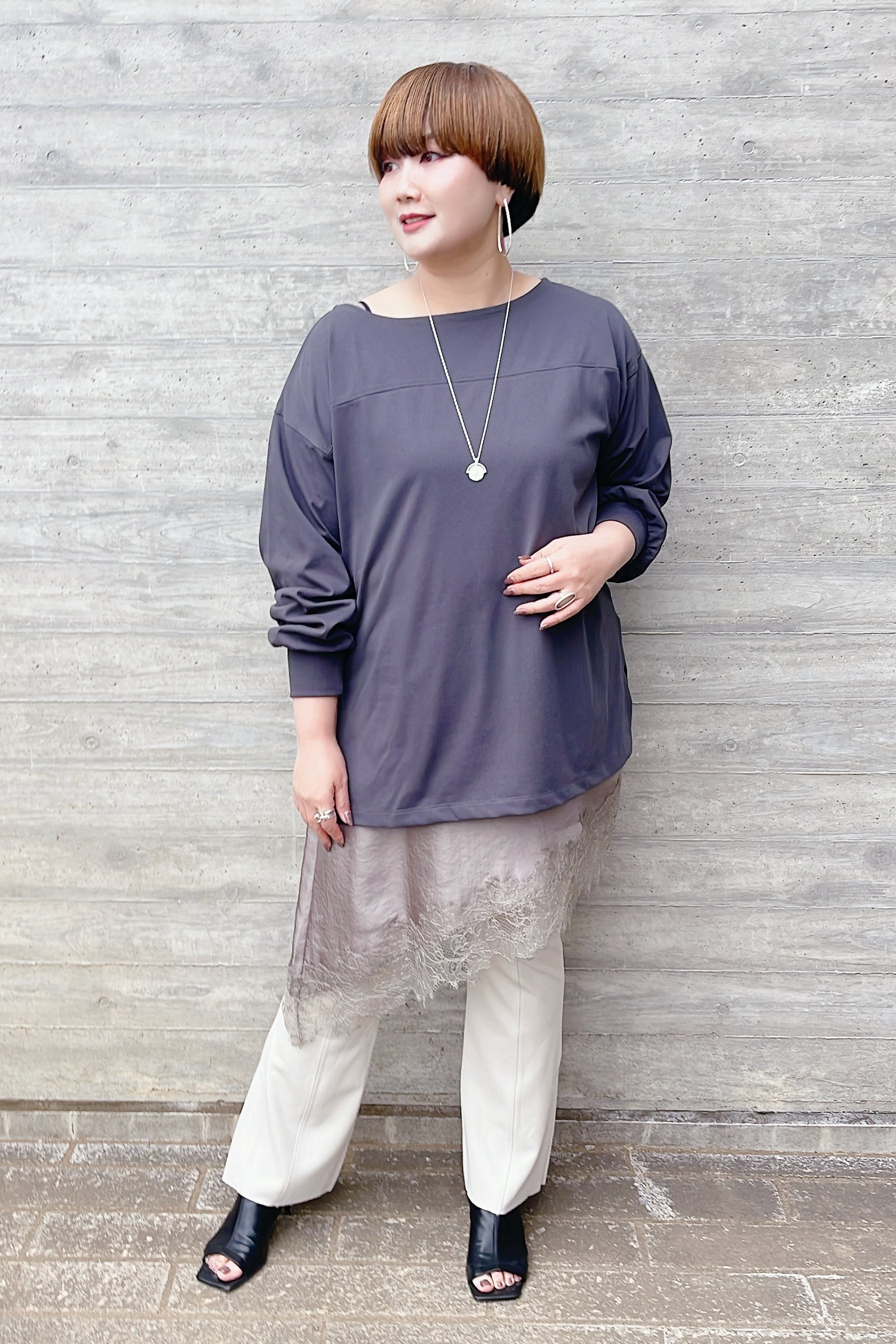 【CHIGNON】度詰天竺ボートネックロンT/8261-015KK