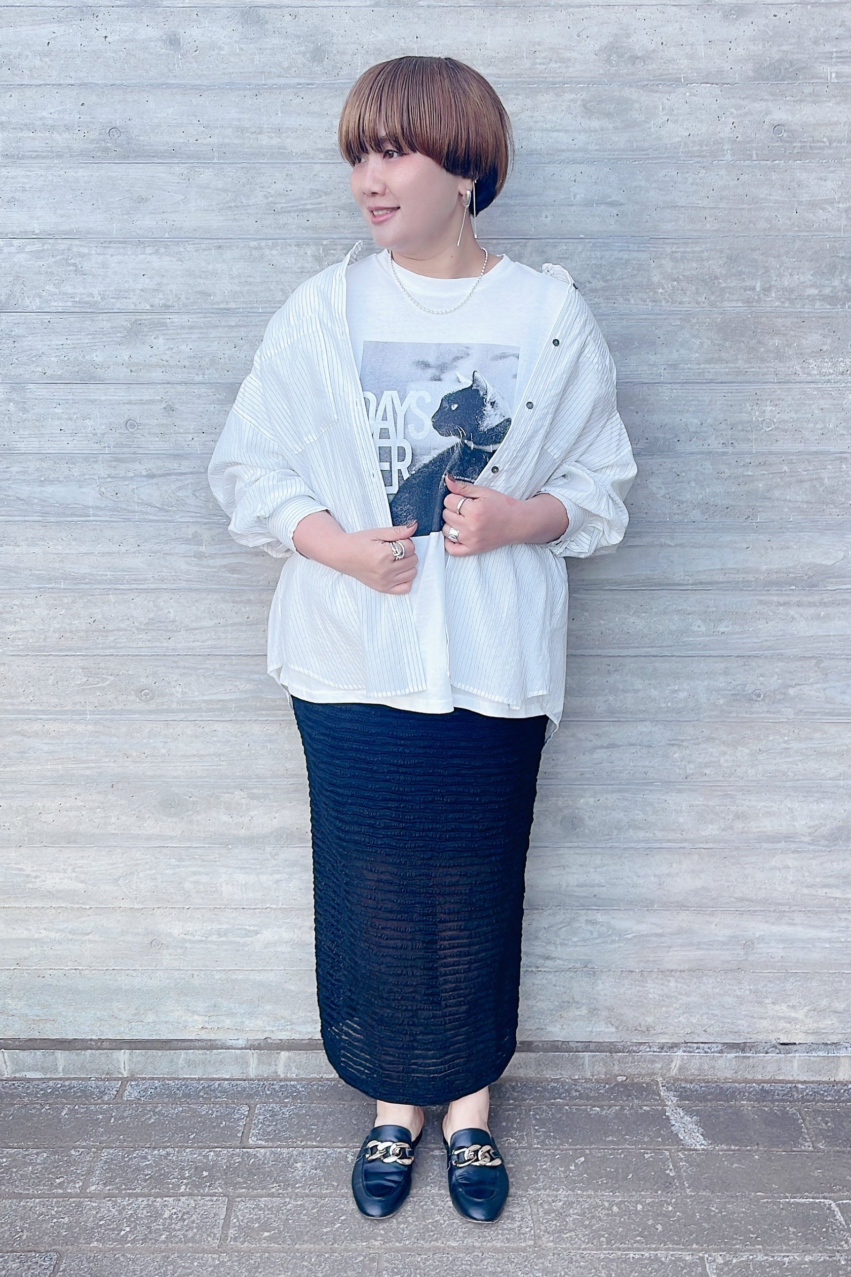 【cafune】ダブルニットバックフレアスカート/615611 535631