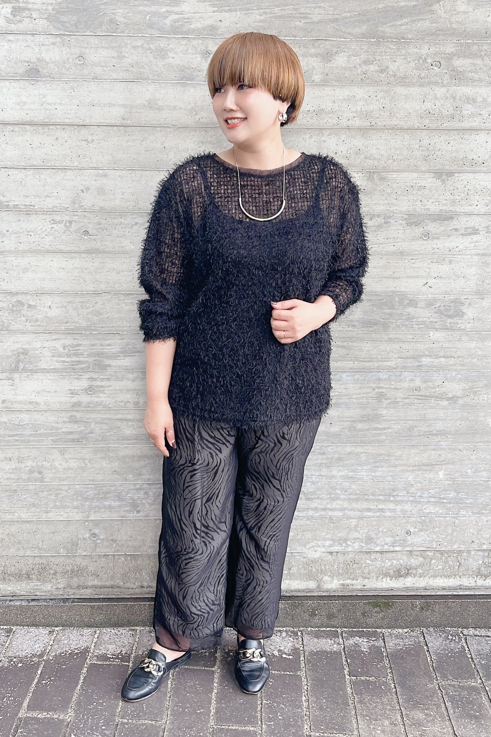 【CHIGNON】ゼブラオーガンジーレイヤーパンツ/3754-043MK