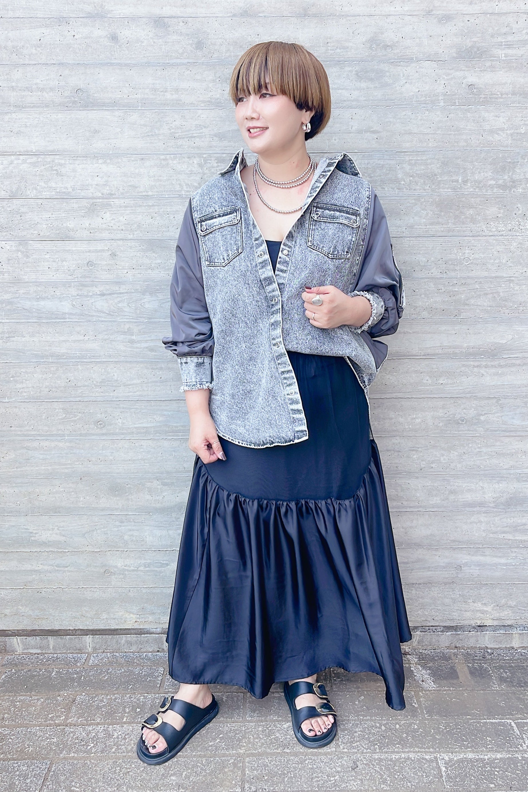 【akane】ポンチョデニムジャケット/25228-6425P-W