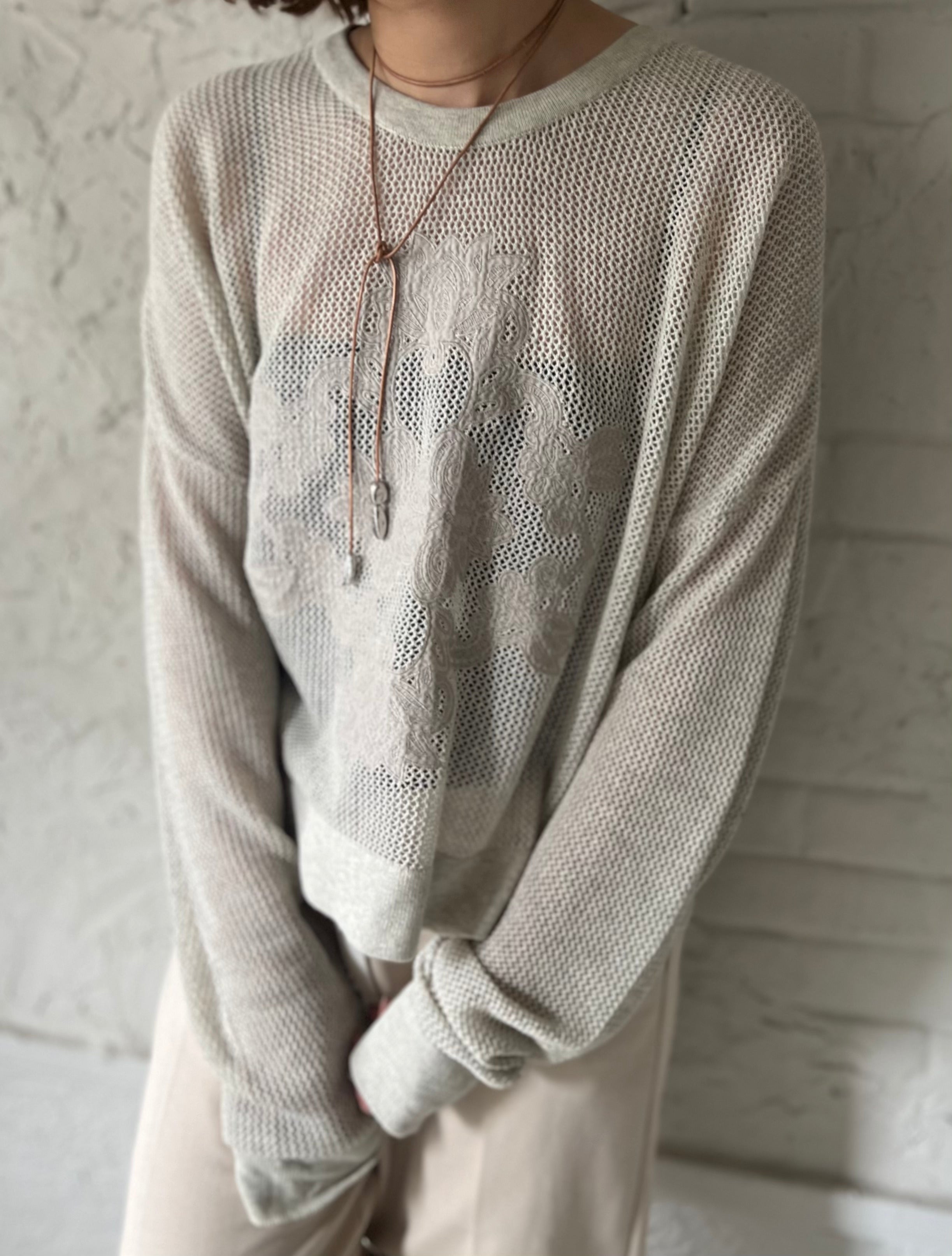 【PRIORITY】刺繡メッシュプルオーバー/P67003KR