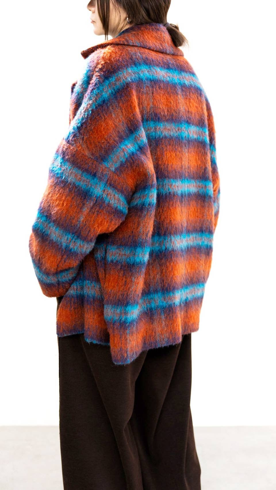 【CLOCHE】チェックシャギーコート/550-84002