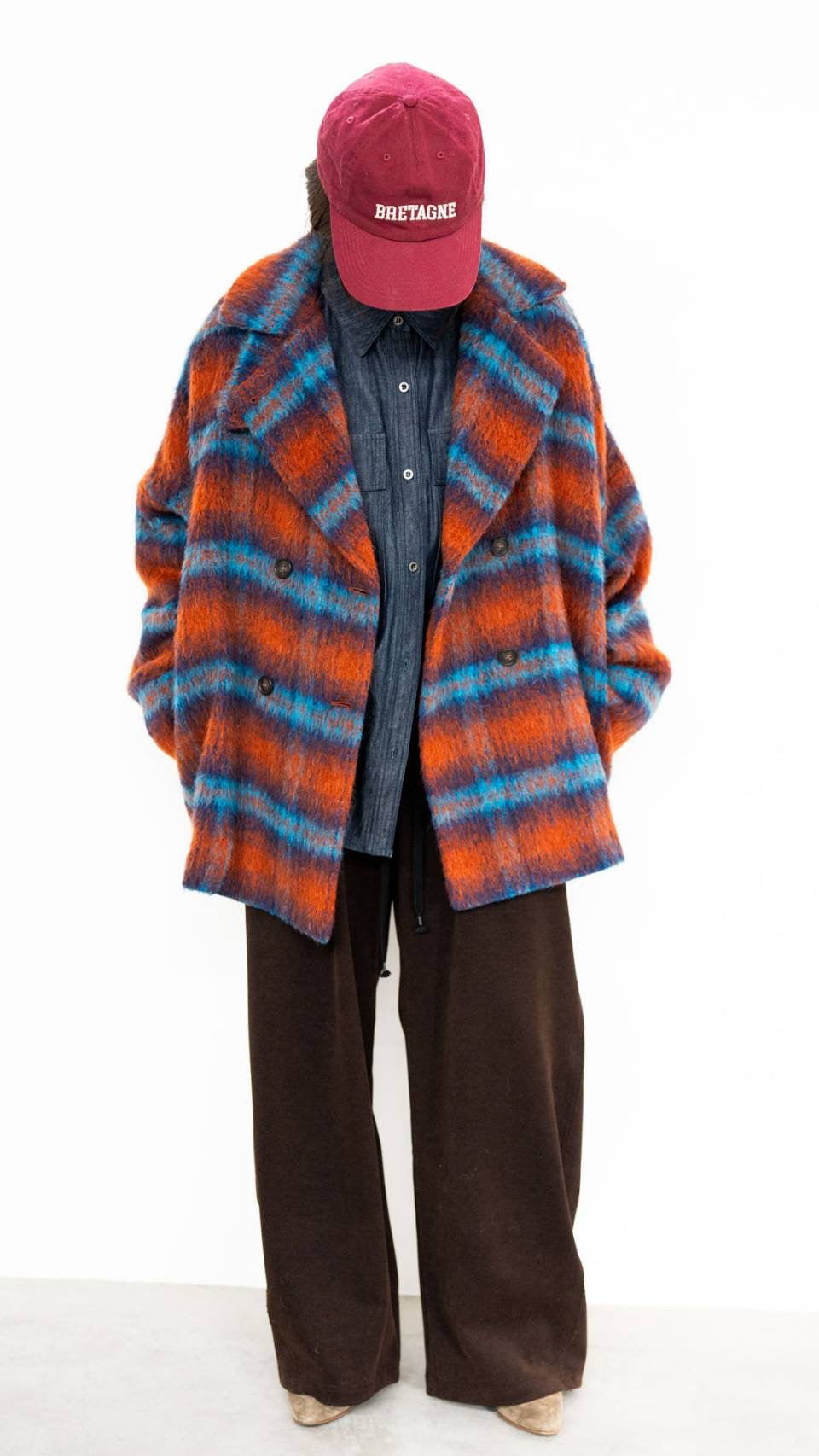 【CLOCHE】チェックシャギーコート/550-84002