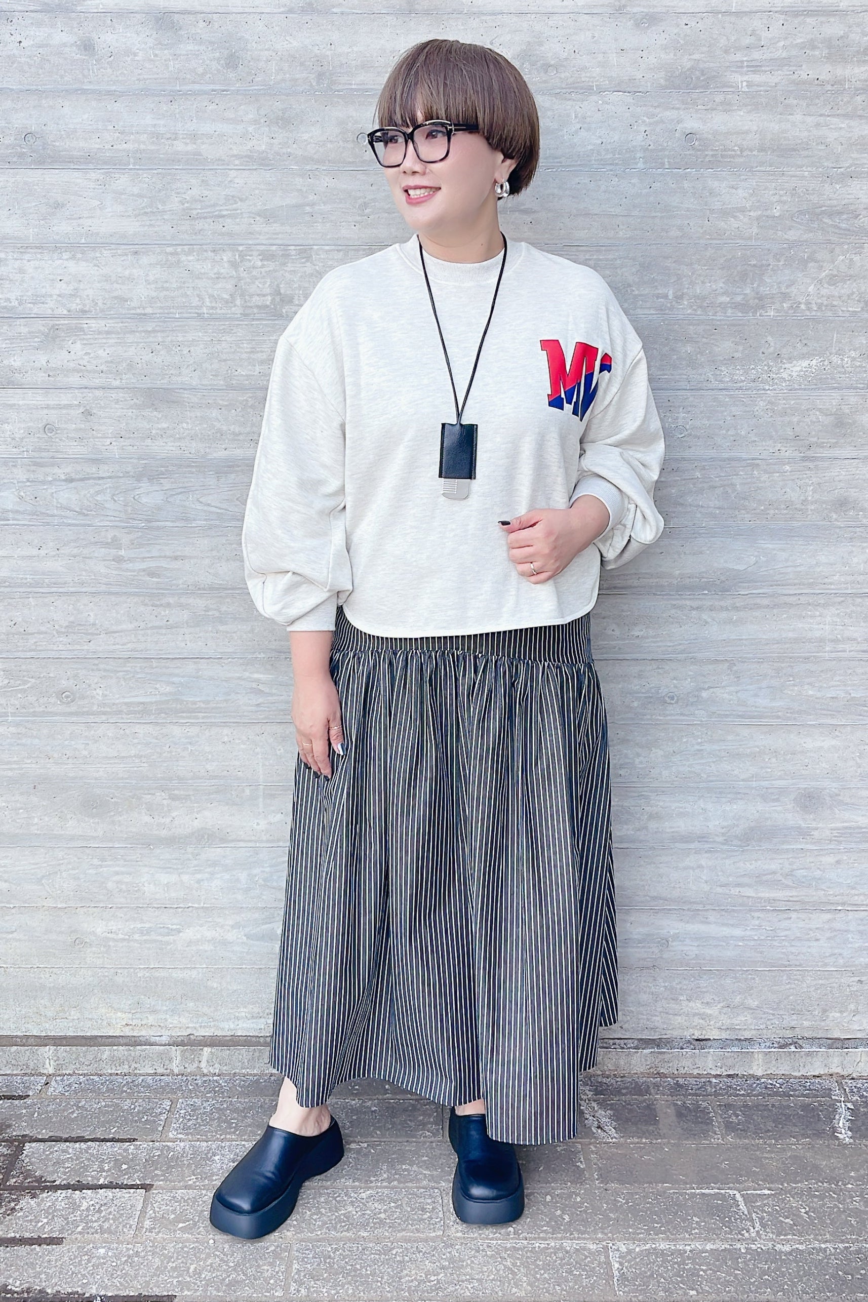 【MARGAUX VINTAGE】ストライプギャザースカート/MG SK-25093-A