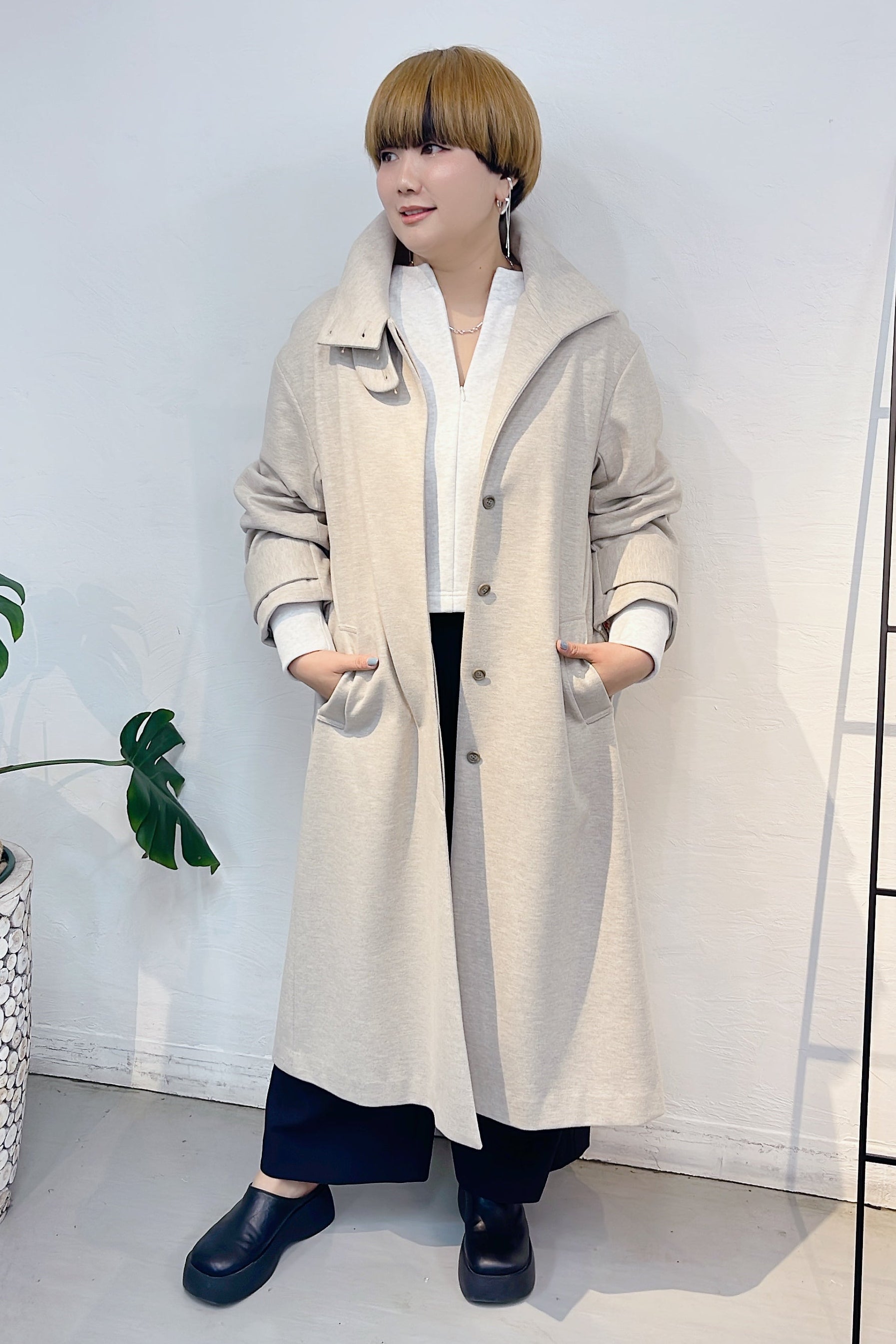 【PASSIONE】スタンドカラーロングコート/36409