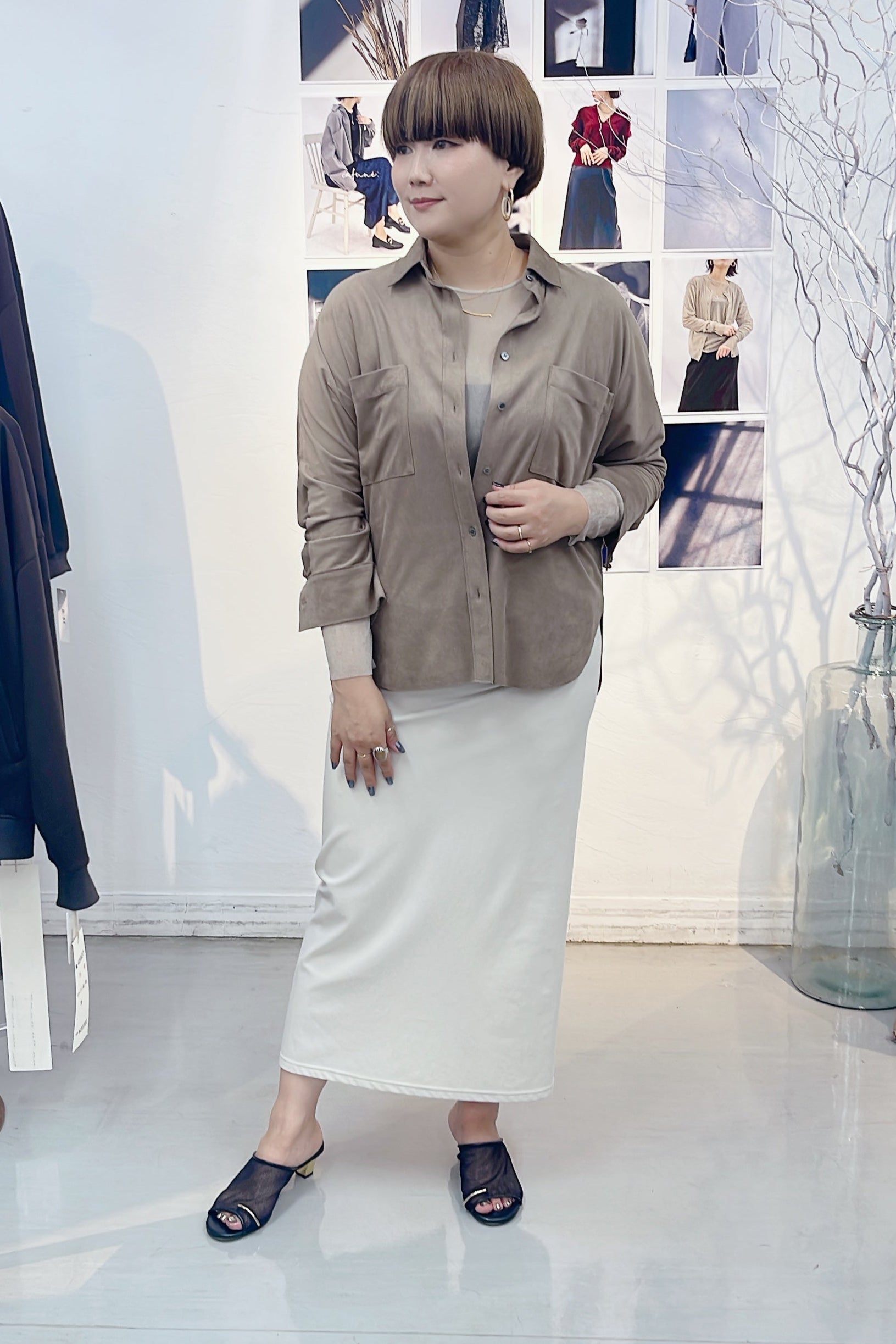 【cafune】ウォームピケストレッチタイトスカート/545610