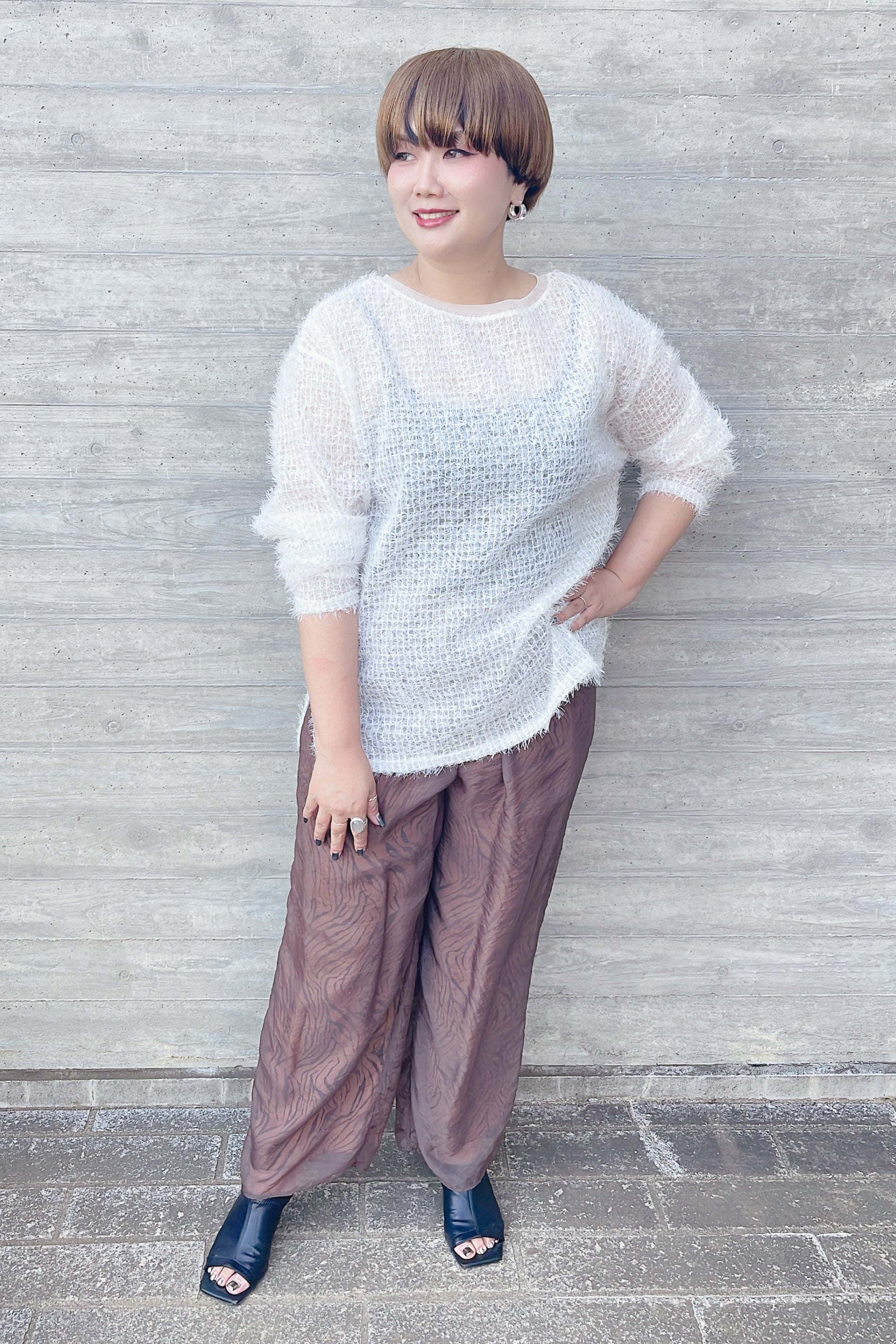 【CHIGNON】ゼブラオーガンジーレイヤーパンツ/3754-043MK