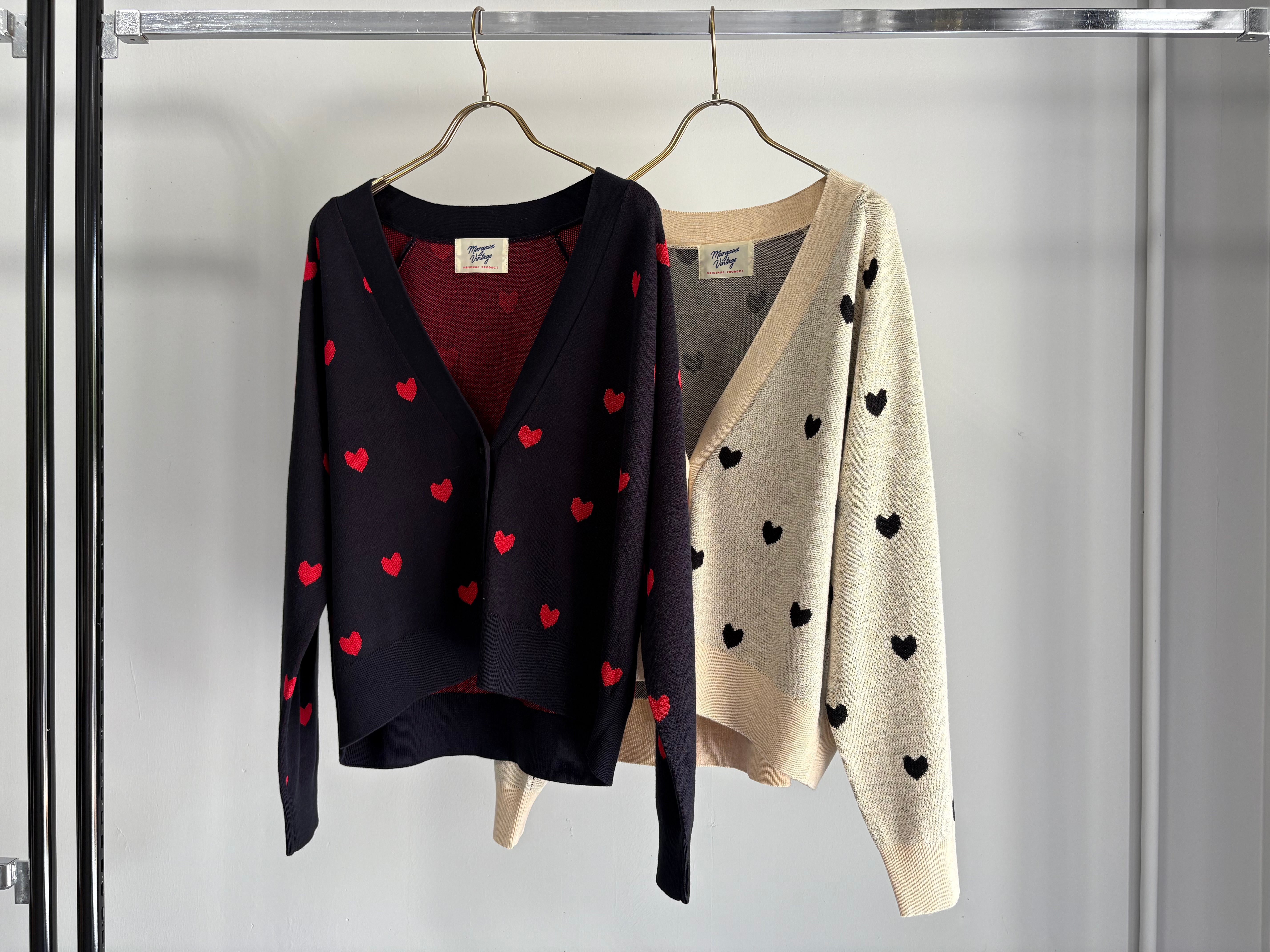 【MARGAUX VINTAGE】ハート柄Vネックカーディガン/MG KN-26019-S