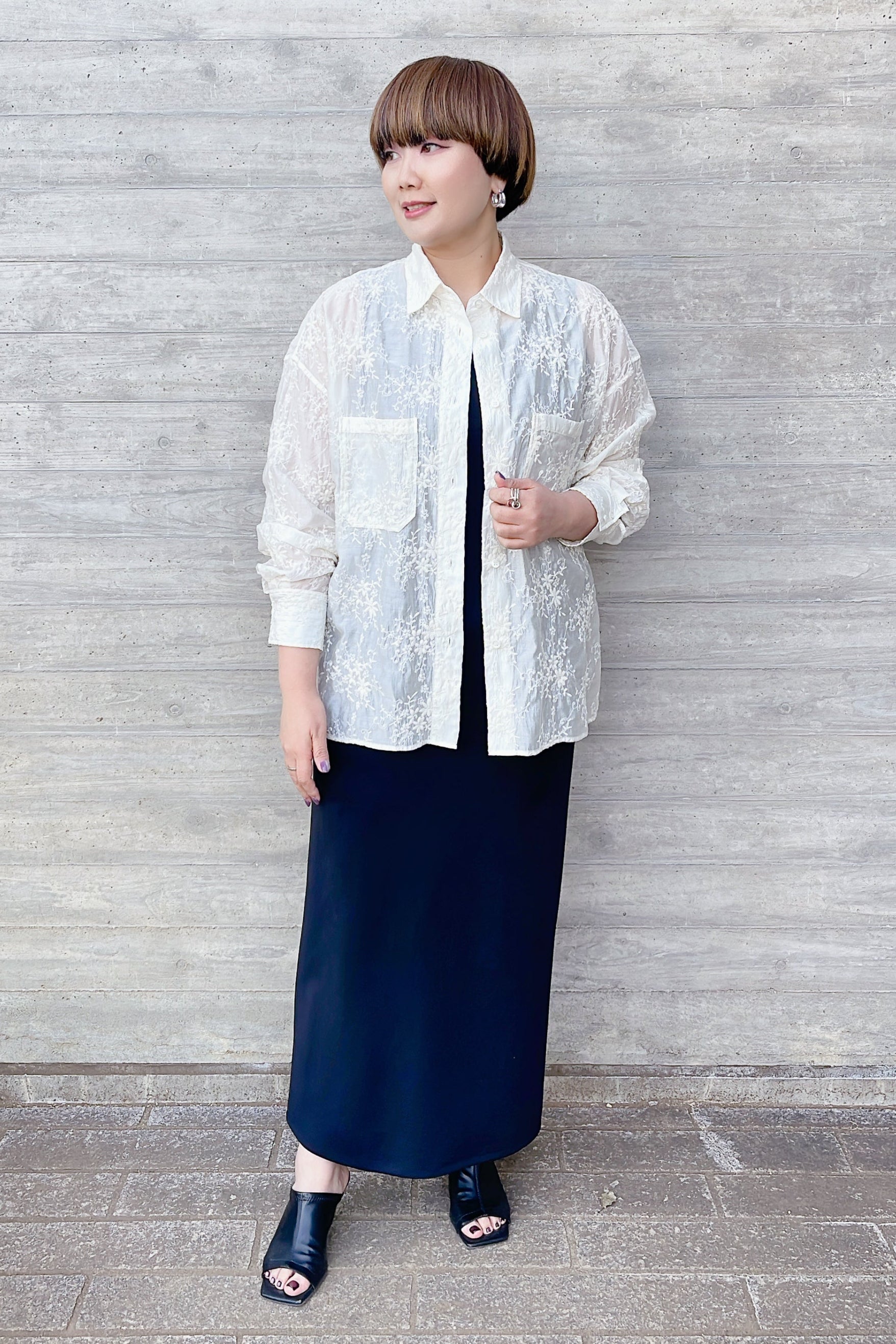 【cafune】シアー刺繡シャツ/515905