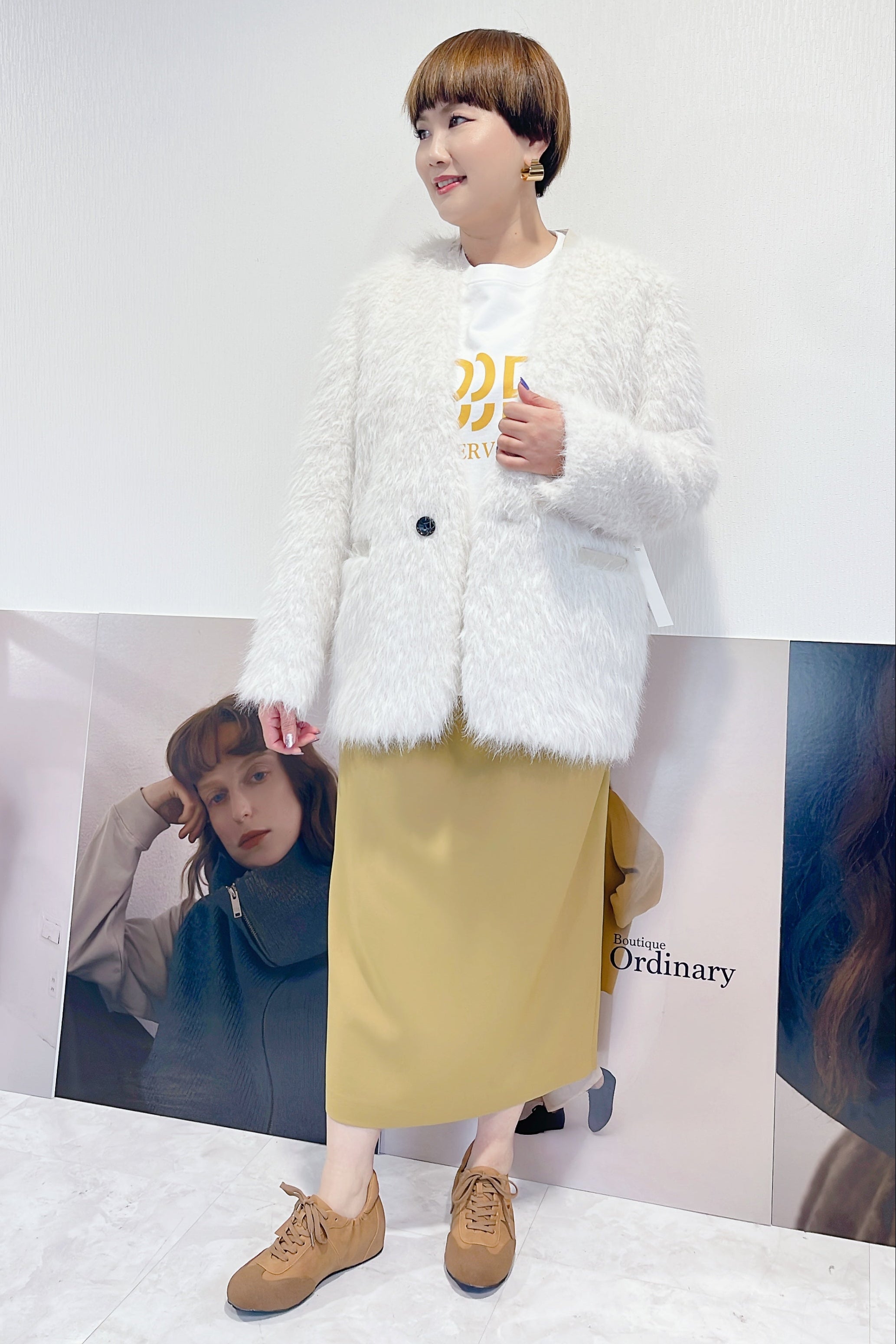 【Ordinary】シャギーカラーレスオーバージャケット/BO25-202J