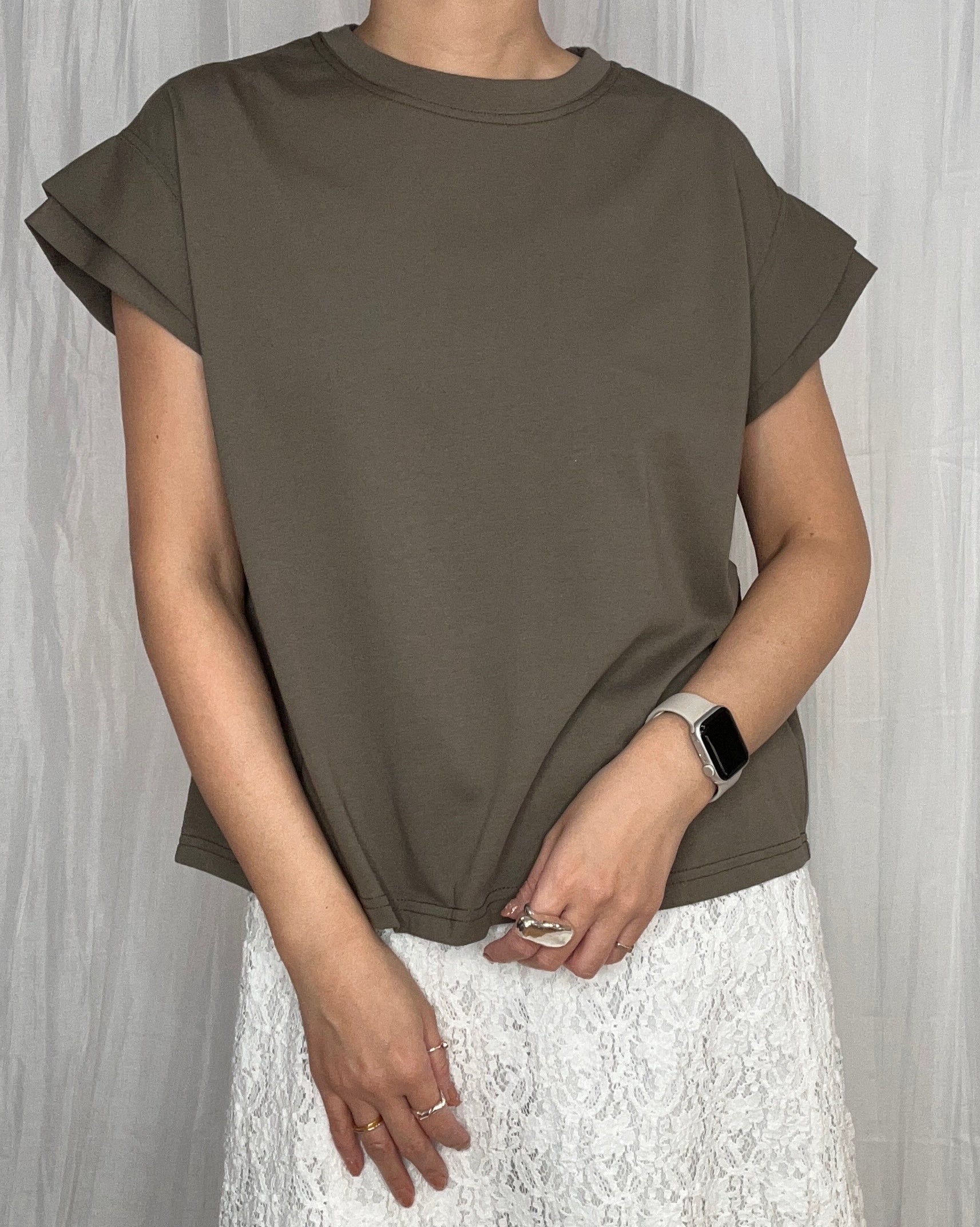 【PRIORITY】パテッドショルダーTシャツ/P62044HW