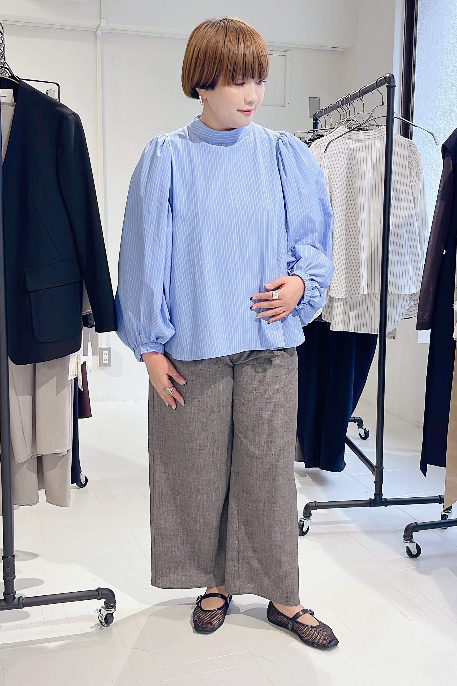 【STELLA CIFFON】コットンポプリンボリュームブラウス/ST1-26404