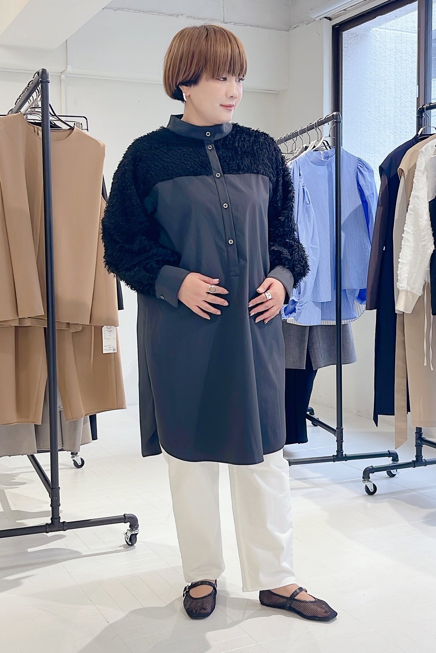 【STELLA CIFFON】シアーカットジャガードタイプライタードレス/ST1-26603