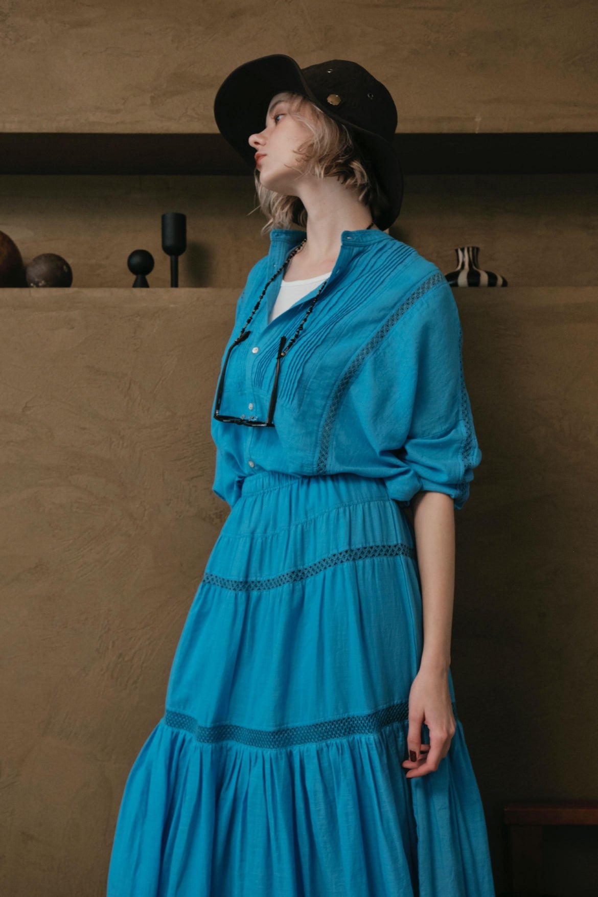 【LE MÉLANGE】長袖スタンドカラーシャツ/8623209