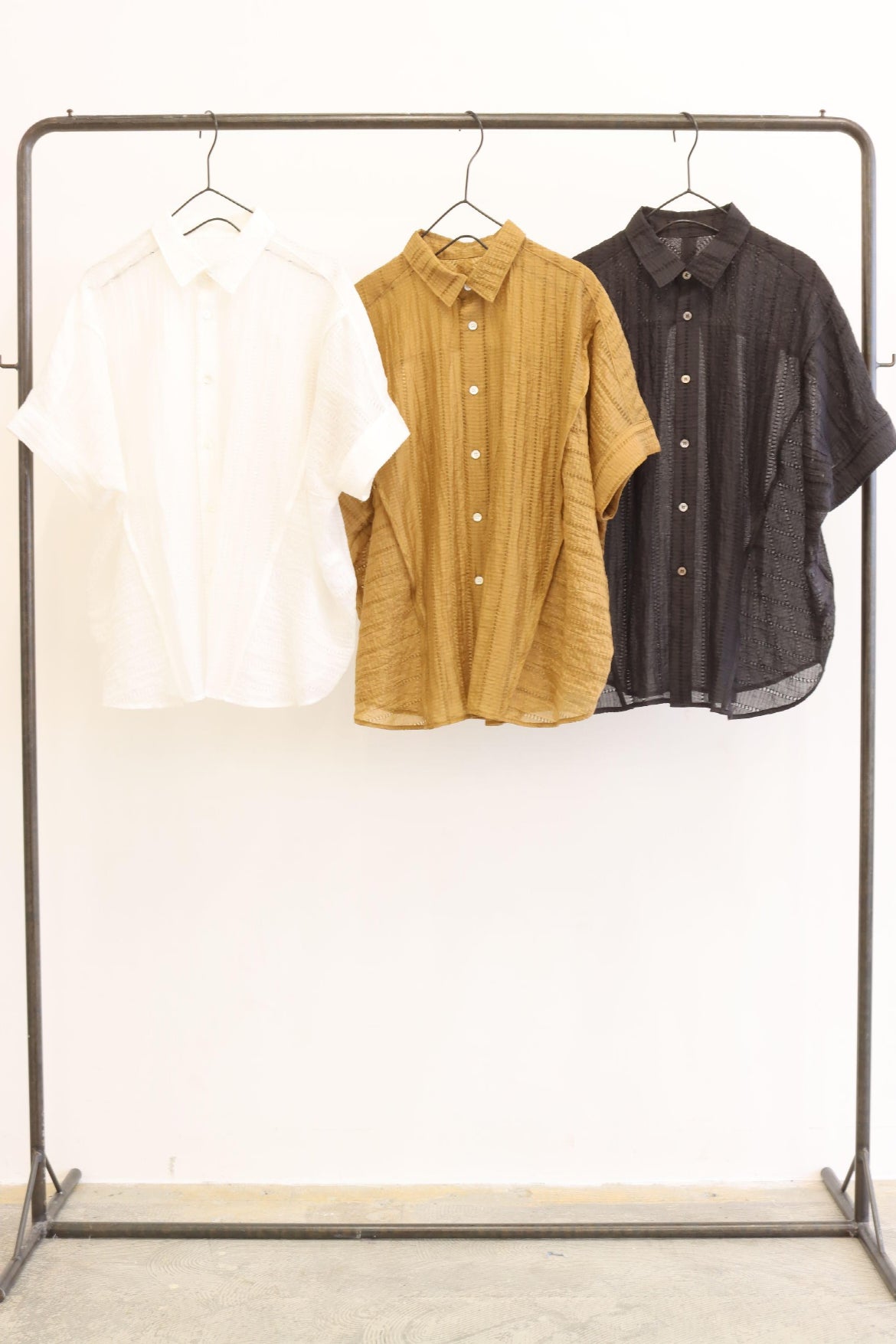 【LE MÉLANGE】テンセルリネンレースストライプシャツ/8623207