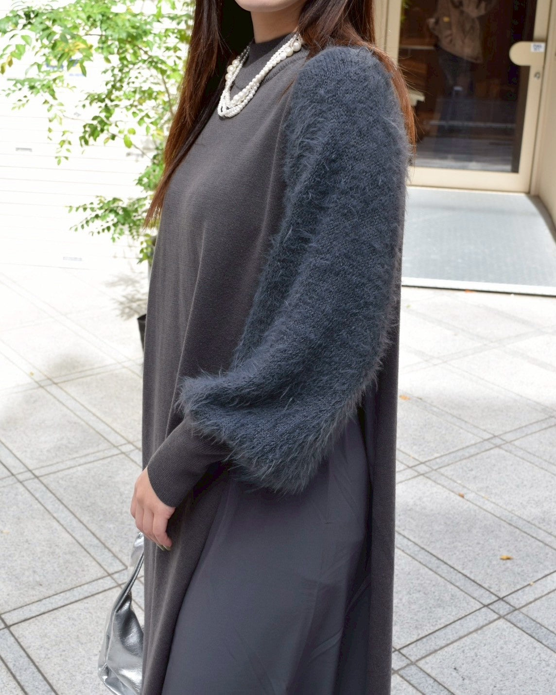 【ROSIEE】袖シャギー布帛ドッキングワンピース/R781217