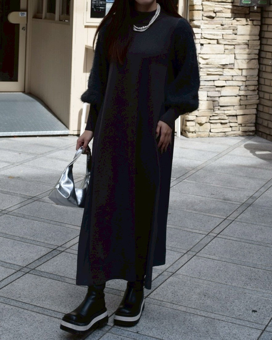 【ROSIEE】袖シャギー布帛ドッキングワンピース/R781217