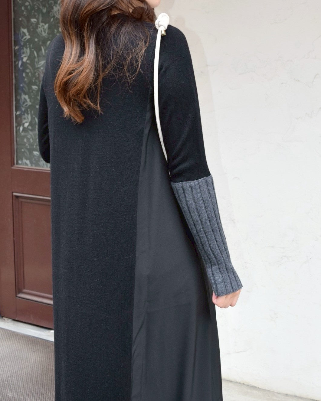 【ROSIEE】アームウォーマーライク布帛ドッキングニット/R781215