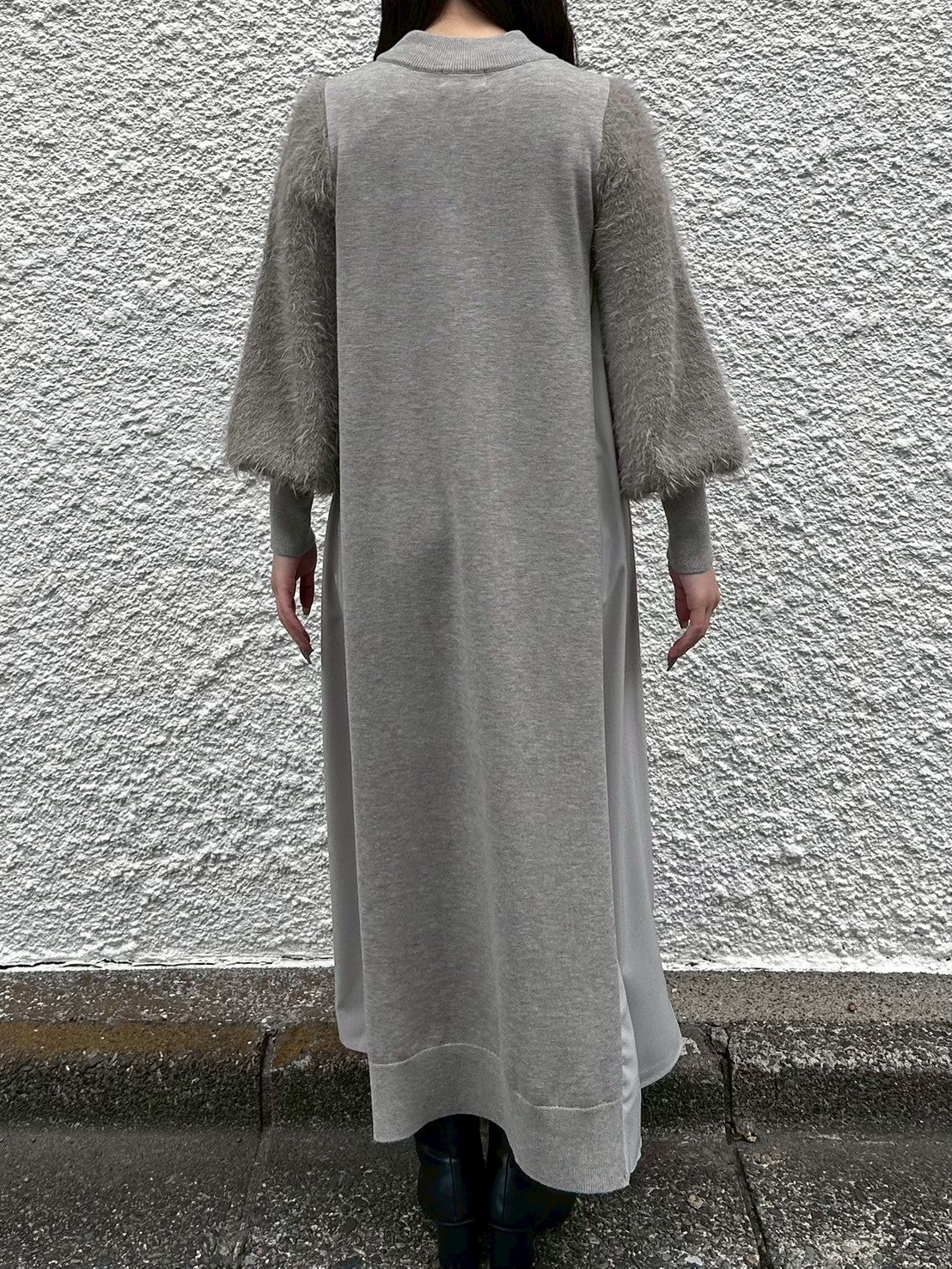 【ROSIEE】袖シャギー布帛ドッキングワンピース/R781217