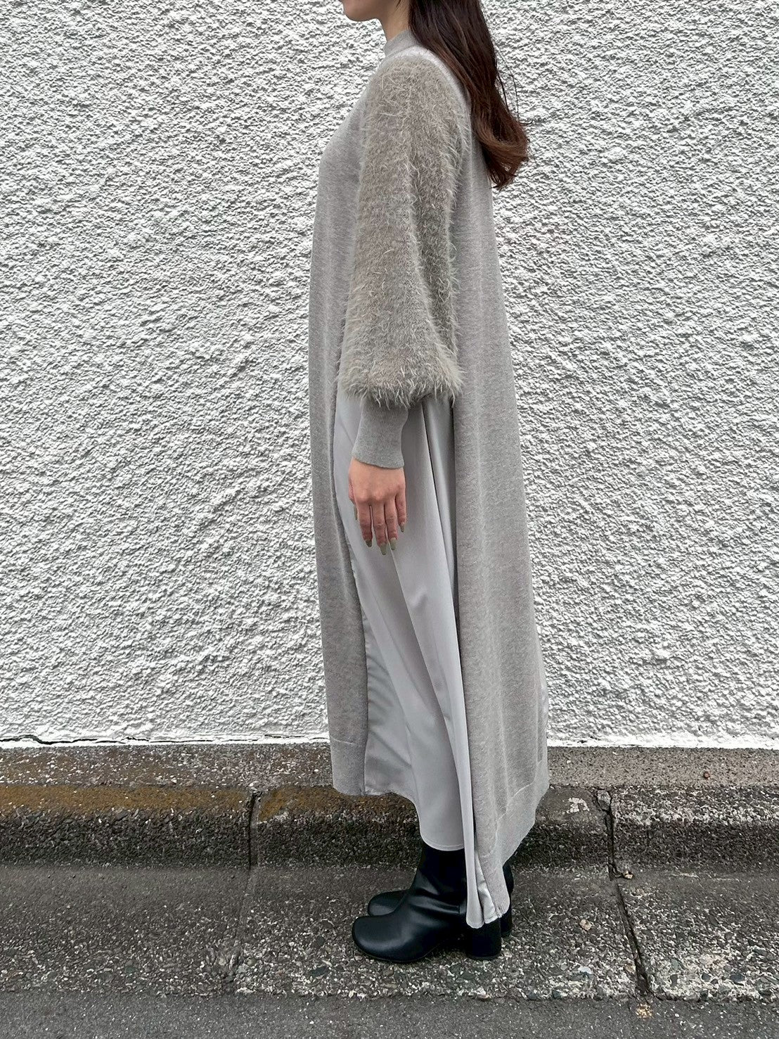 【ROSIEE】袖シャギー布帛ドッキングワンピース/R781217