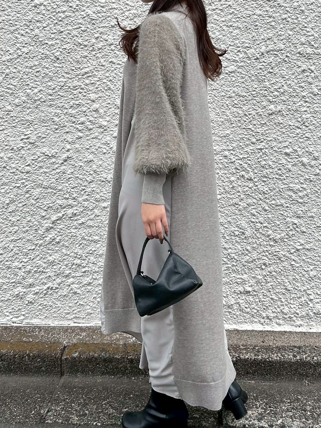 【ROSIEE】袖シャギー布帛ドッキングワンピース/R781217