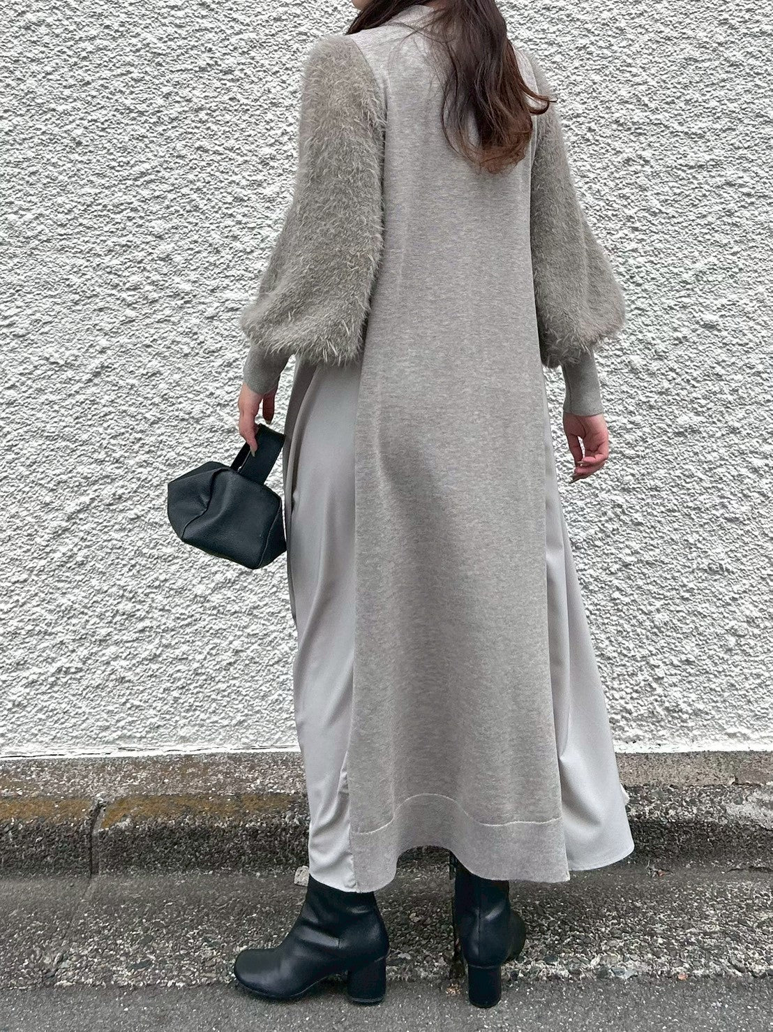 【ROSIEE】袖シャギー布帛ドッキングワンピース/R781217