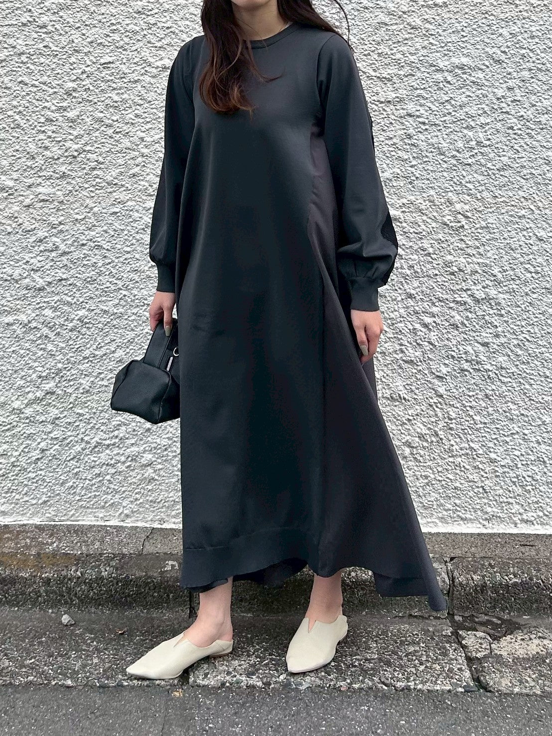 【ROSIEE】後レースライン布帛ニットワンピース/R781239