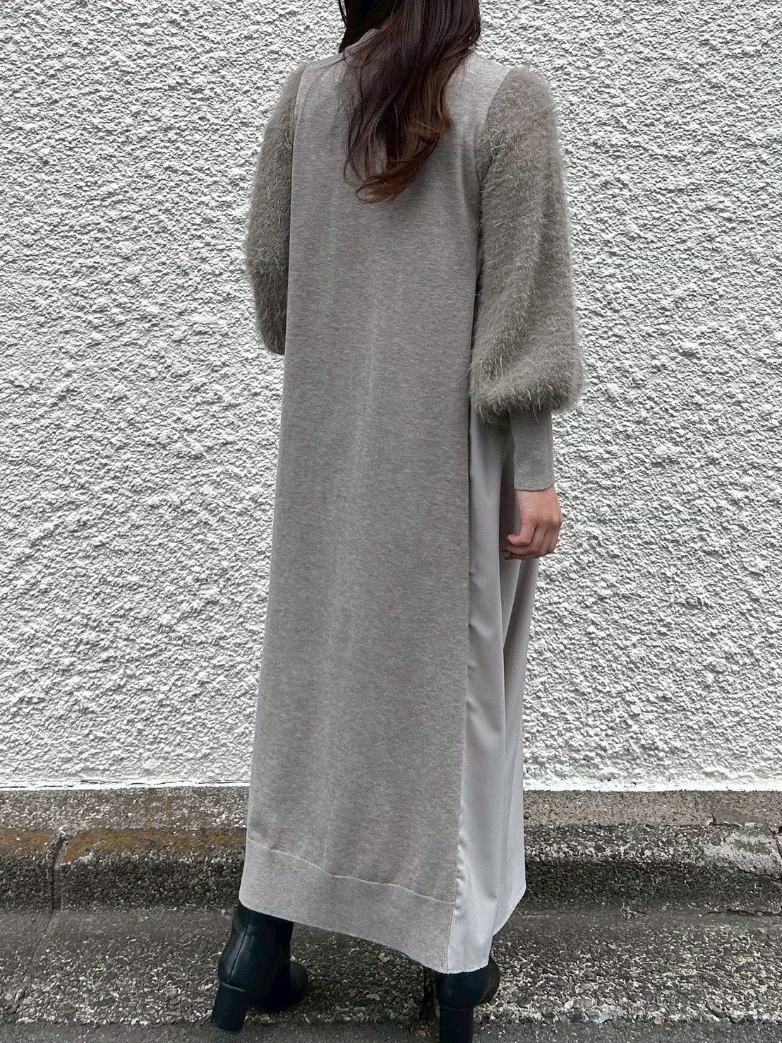 【ROSIEE】袖シャギー布帛ドッキングワンピース/R781217