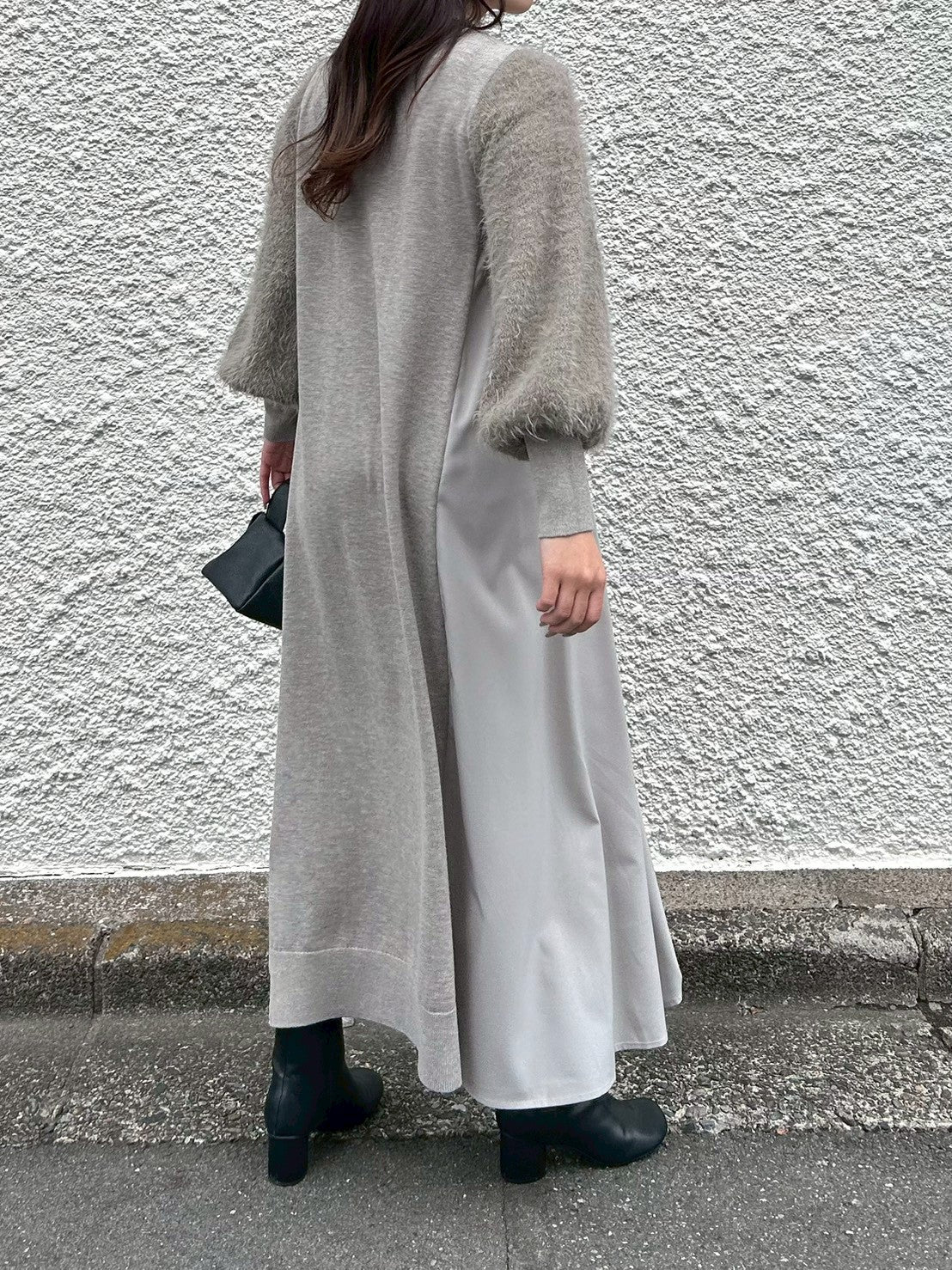 【ROSIEE】袖シャギー布帛ドッキングワンピース/R781217