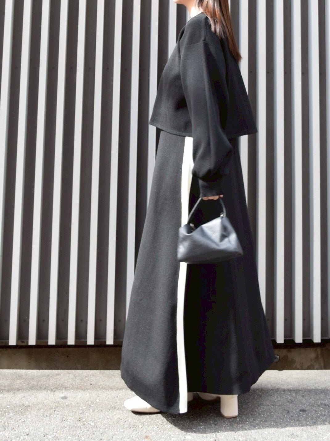 【ROSIEE】脇配色ラインレイヤード風ニットワンピース/R781219