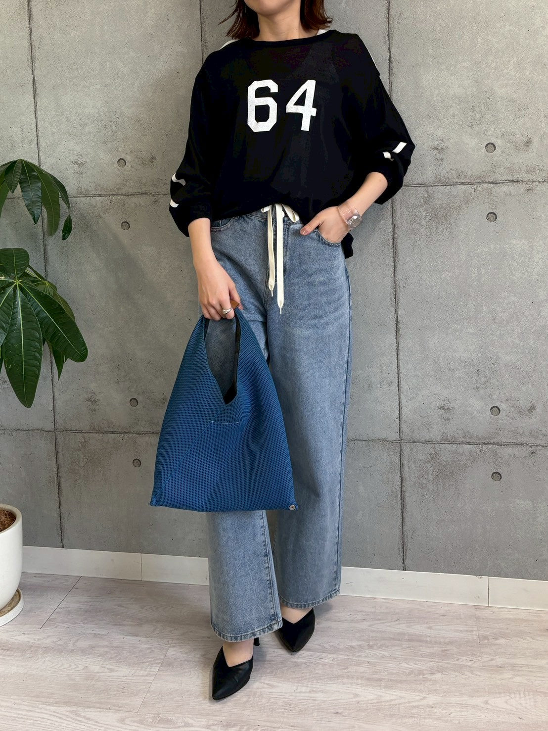 【ROSIEE】ナンバープリント袖配色ラインニット/R781245