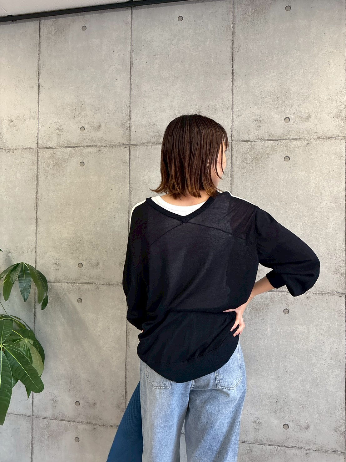 【ROSIEE】ナンバープリント袖配色ラインニット/R781245