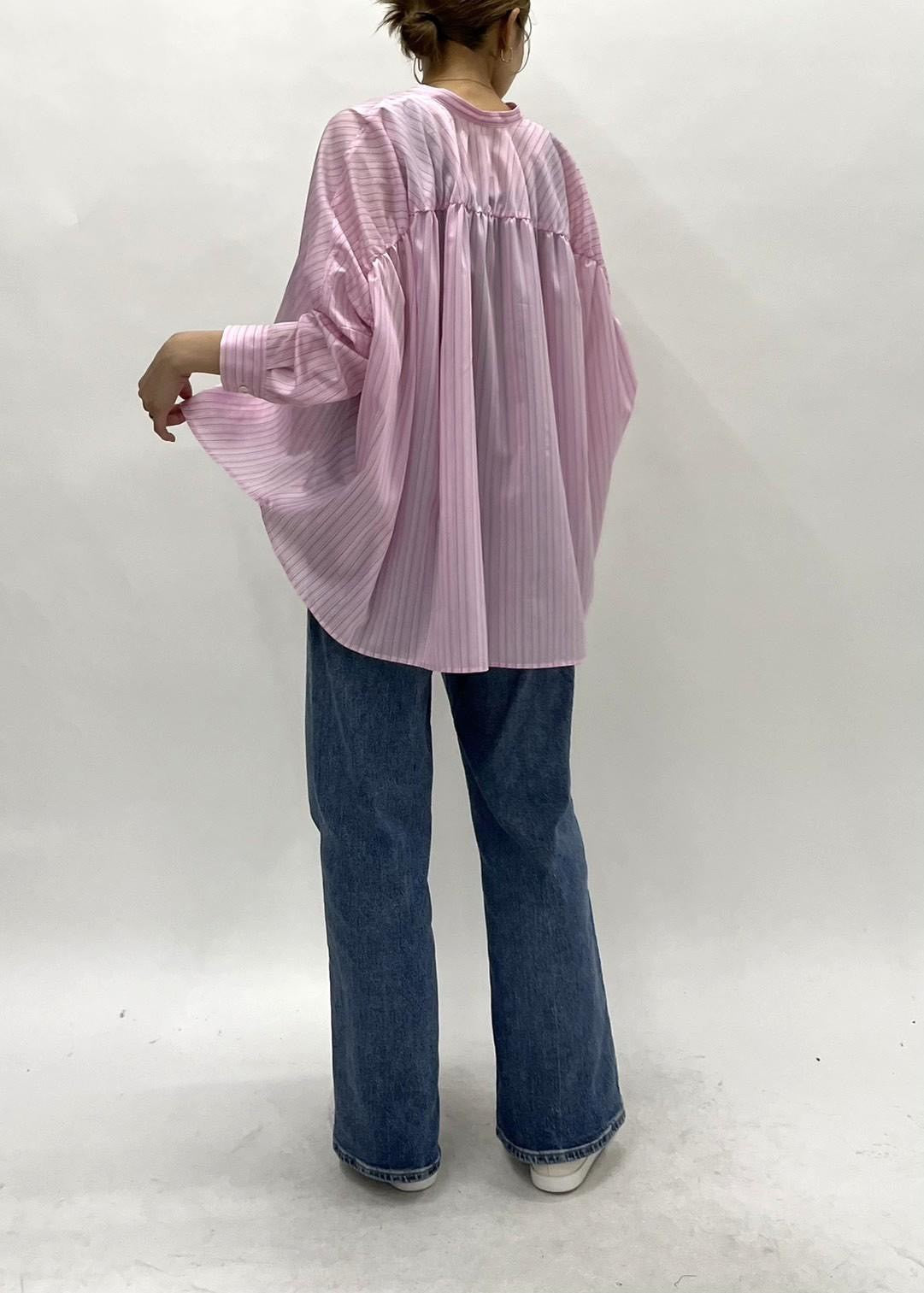 【PASSIONE】バックギャザーストライプシャツ/16935