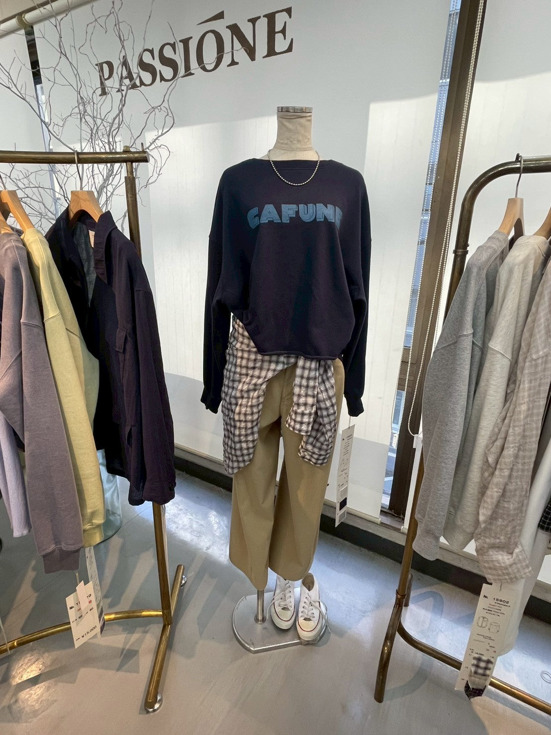 【cafune】シャーリングチェックリラックスシャツ/15902