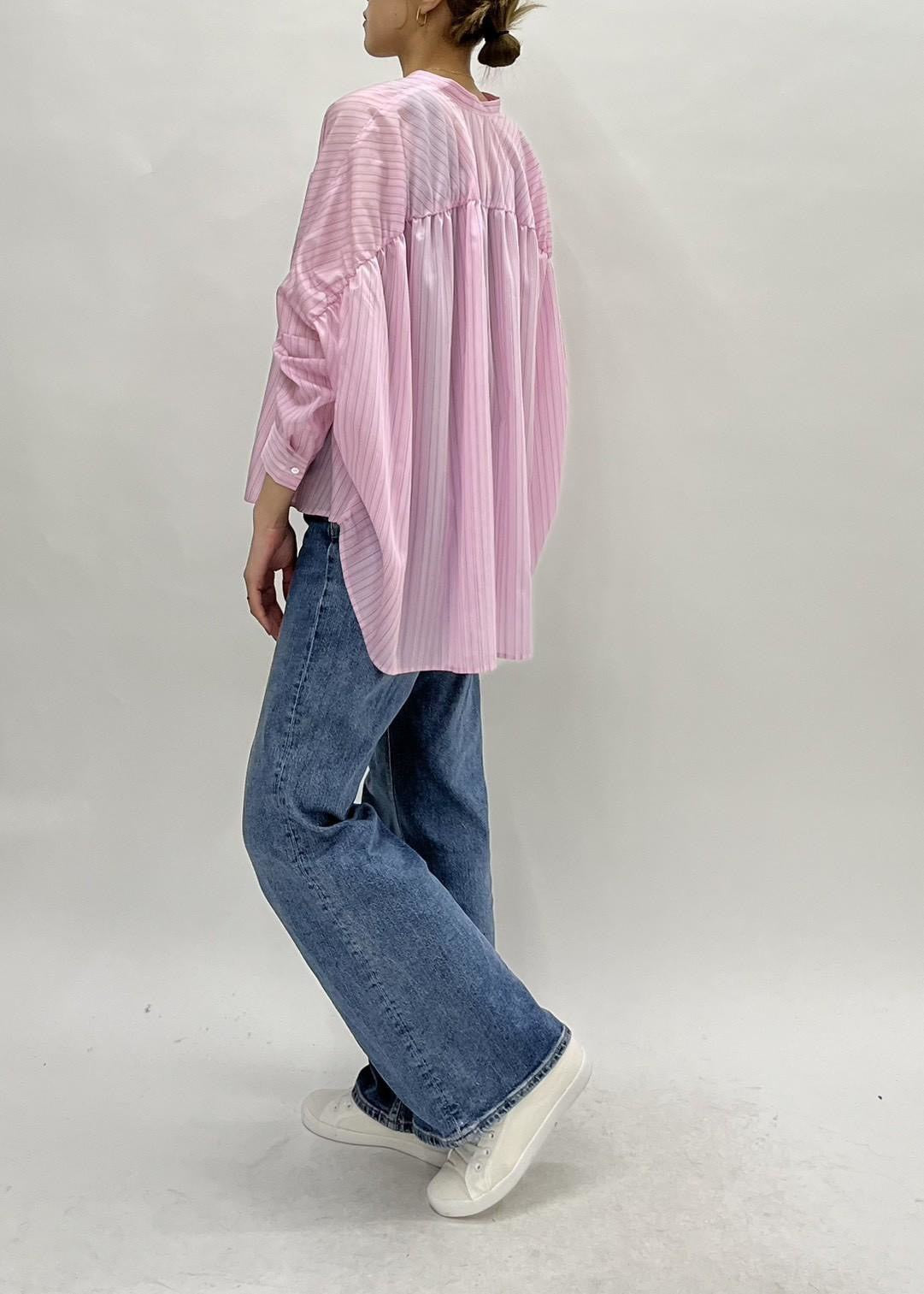 【PASSIONE】バックギャザーストライプシャツ/16935