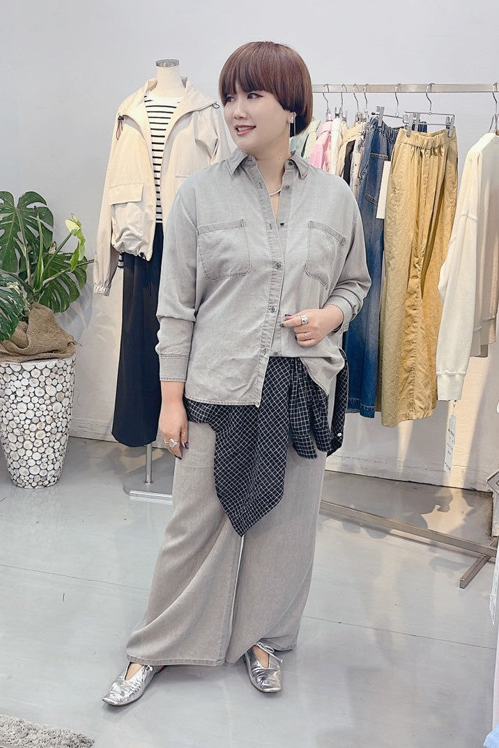 【PASSIONE】テンセルデニムシャツ(セットアップ可)/616930