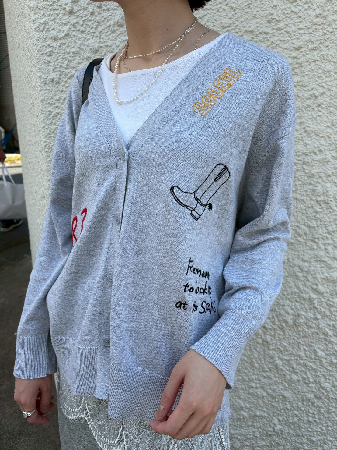 【ROSIEE】レタリング刺繡カーディガン/R851245