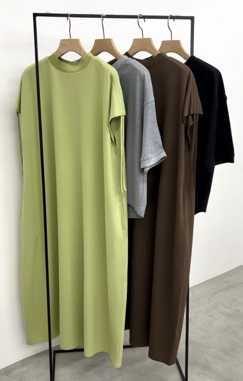 【CLOCHE】袖シャーリングカノコワンピース/512-85705