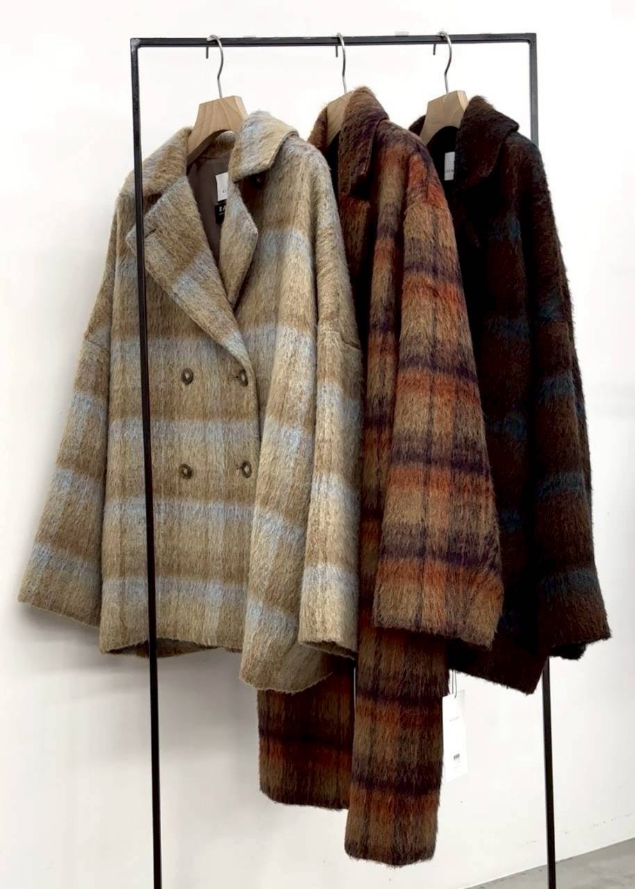 【CLOCHE】シャギーチェックコート/650-84000