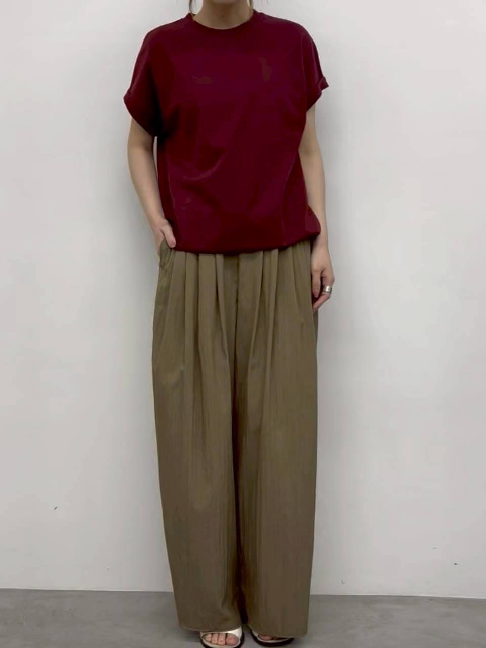 【CLOCHE】COOL TOUCHタックワイドパンツ/652-86510