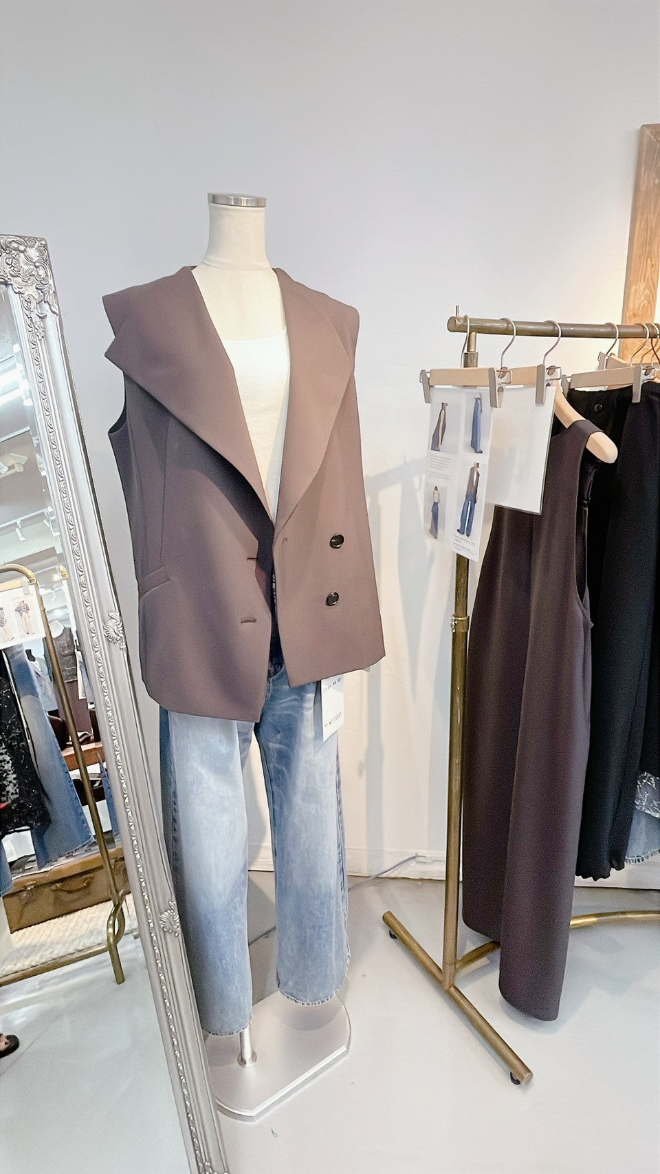 【cafune】ウールライクストレッチアシメントリーベスト/535412