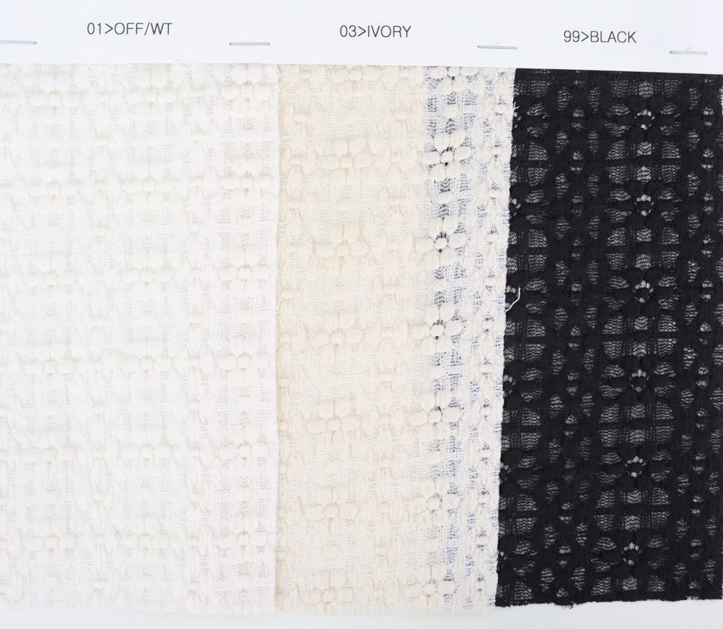 【LE MÉLANGE】ストレッチラッセルレースヘンリーネックトップス/8611002