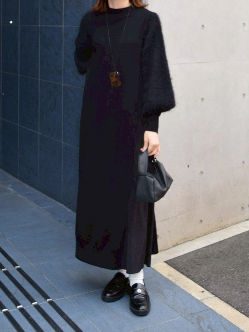 【ROSIEE】袖シャギー布帛ドッキングワンピース/R781217