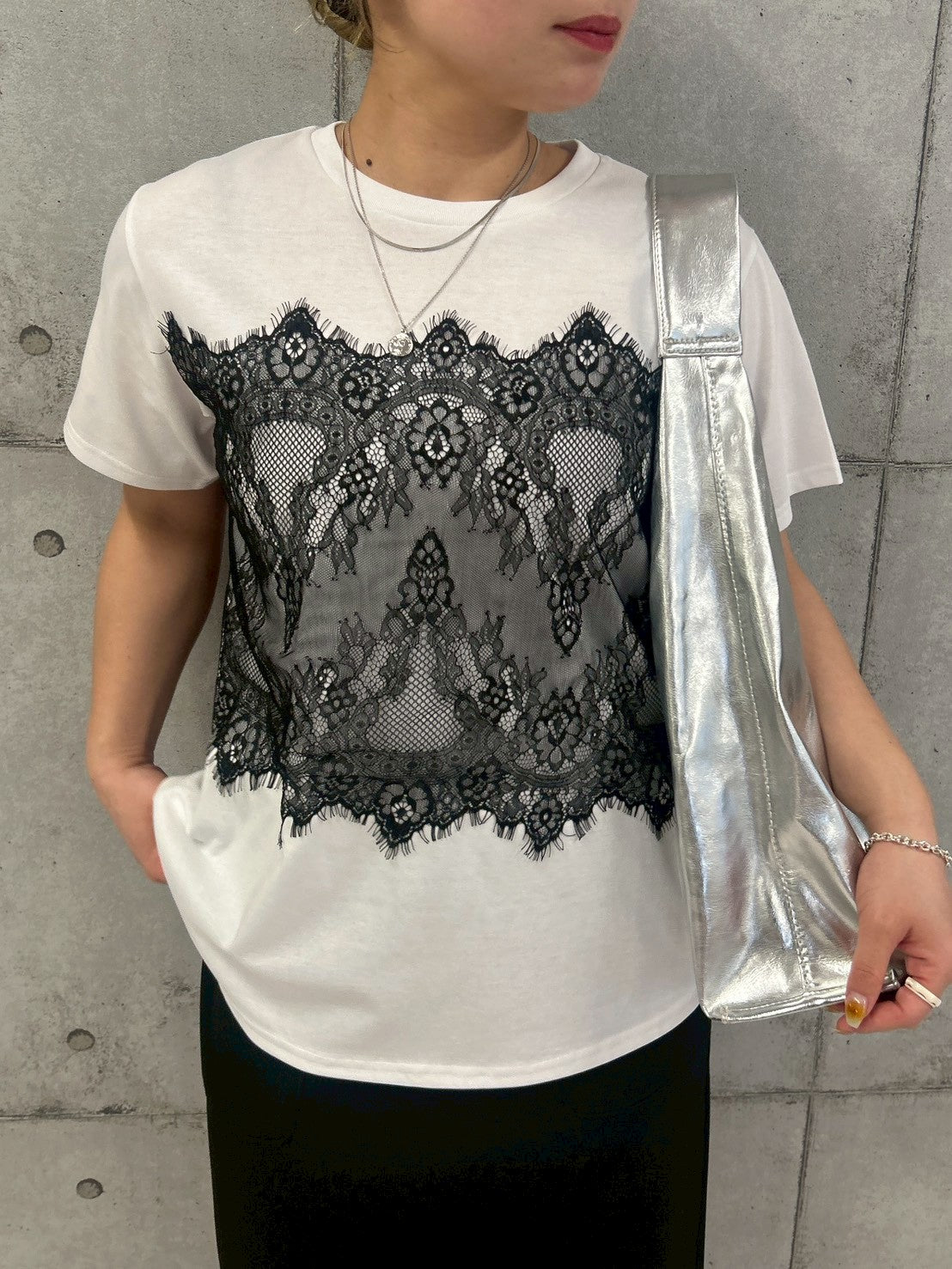 再入荷 ROSIEE レースビスチェ風トップス R830304