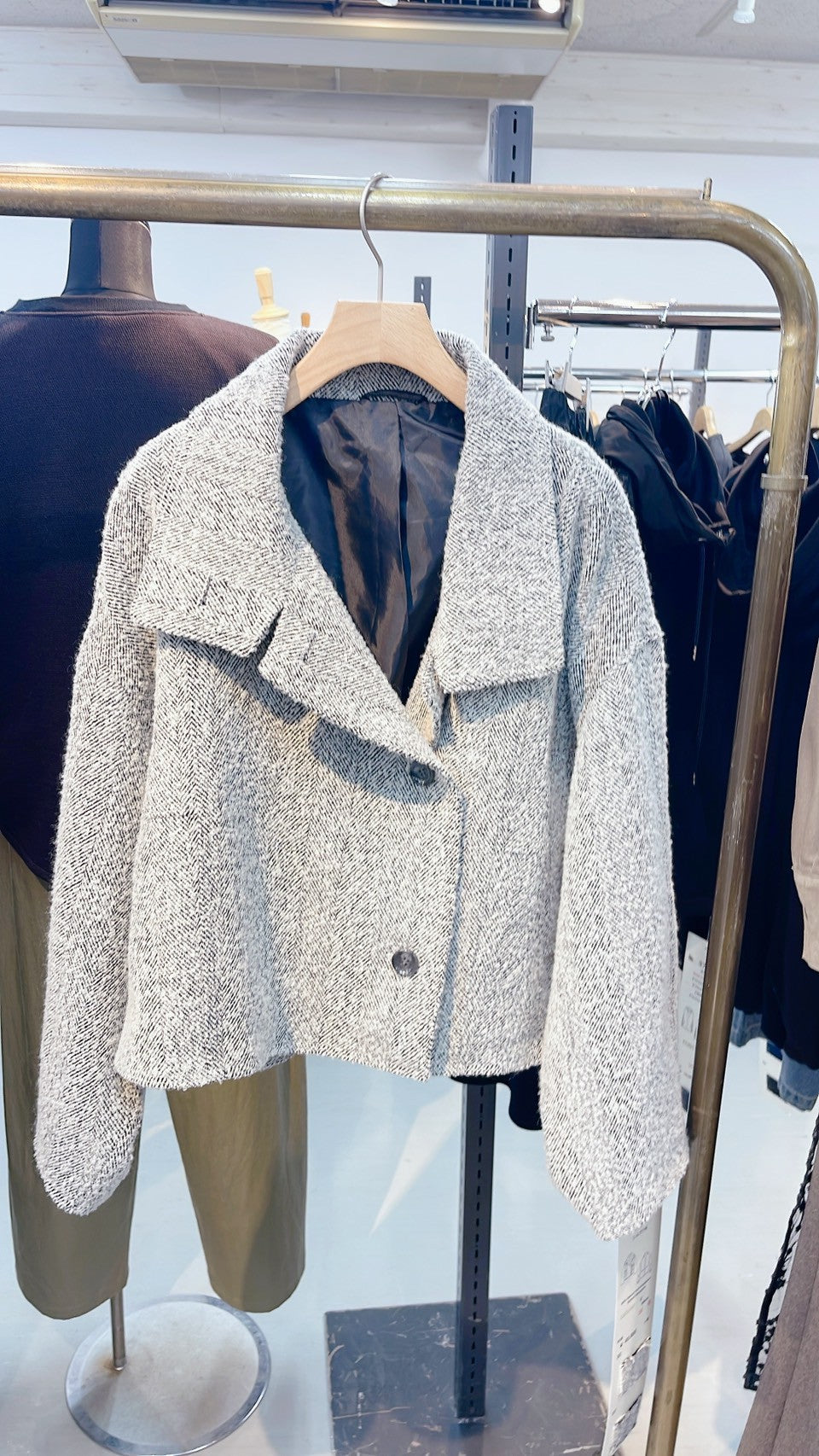 【cafune】シルクブレンドヘリンボーンスタンドブルゾン/545410