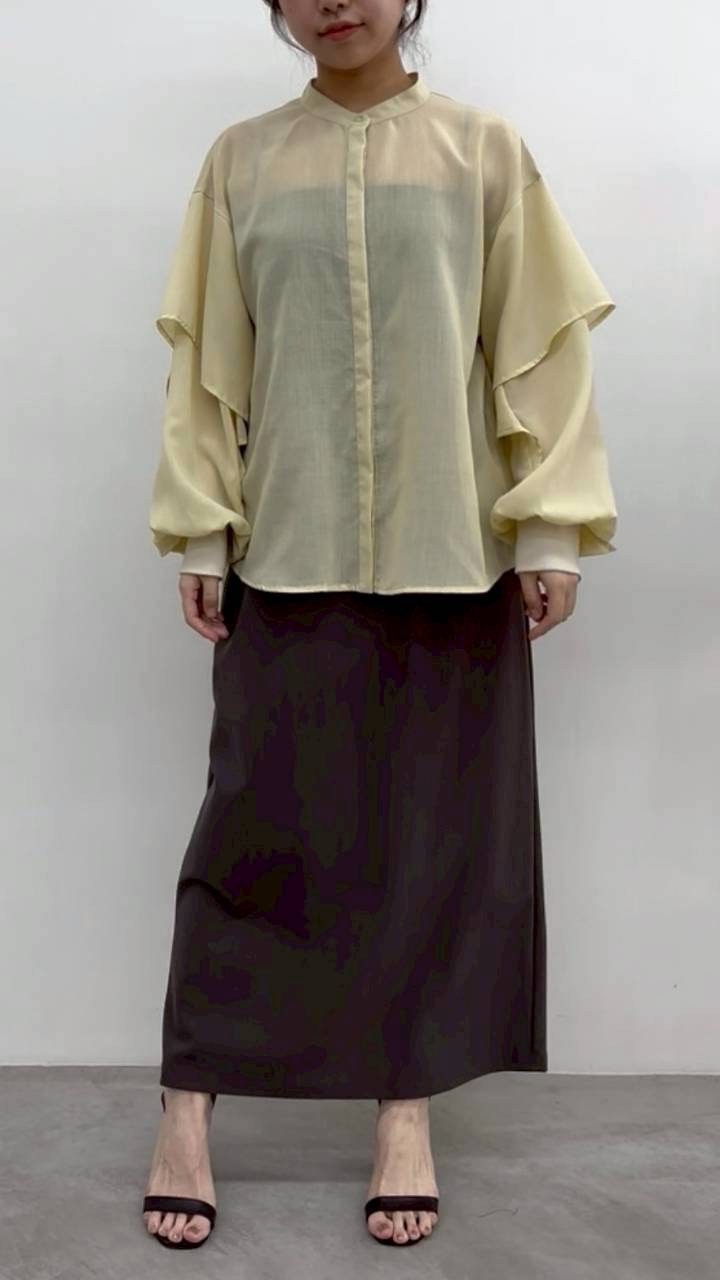 【CLOCHE】デザイン袖エアリーシアーシャツ/610-85042